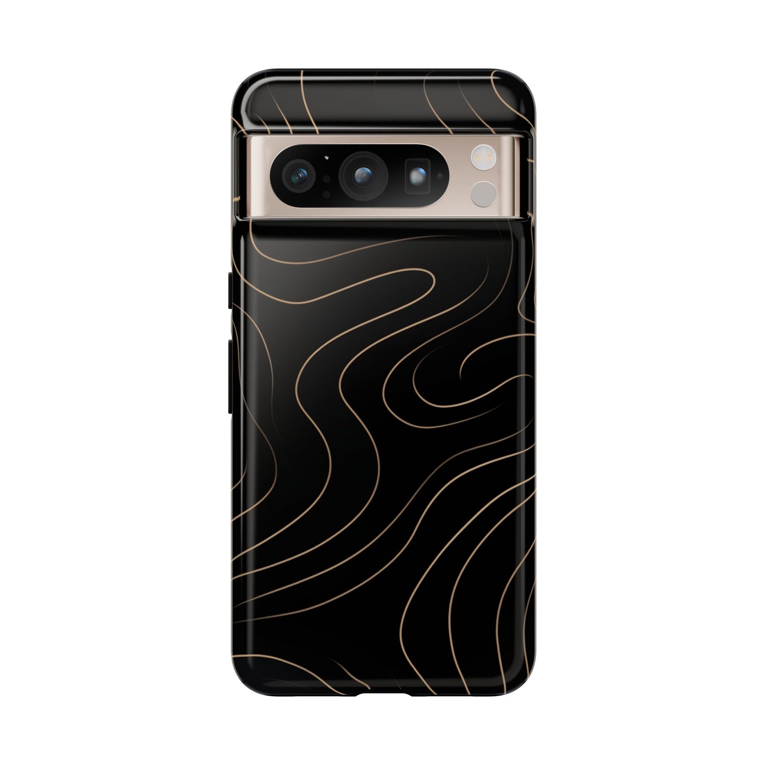 Noir Topograph - Black Minimalist Line Art Phone Case Google Pixel 8 Pro Glossy