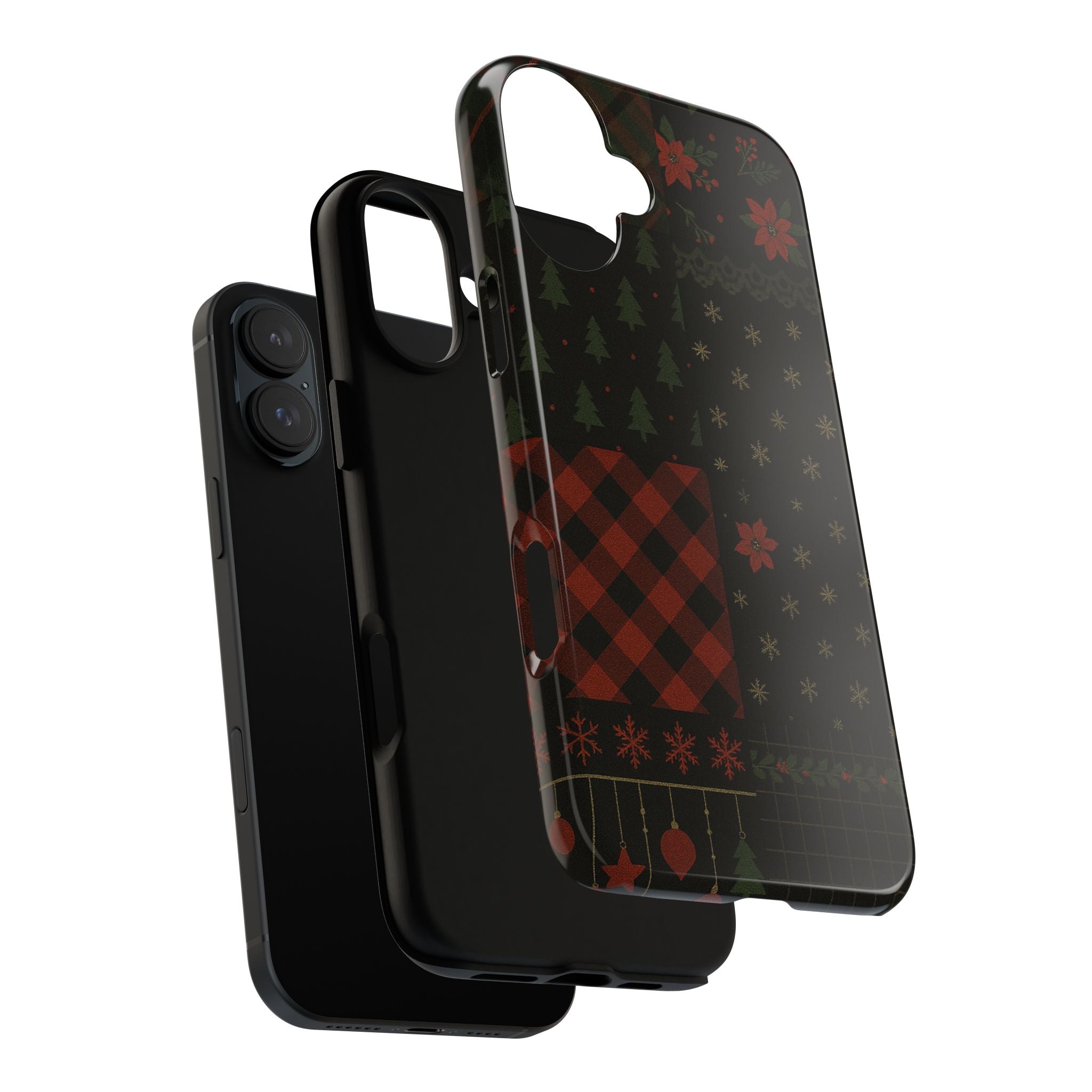 Black Festive Phone Case - Christmas Phone Cover - Tough Design