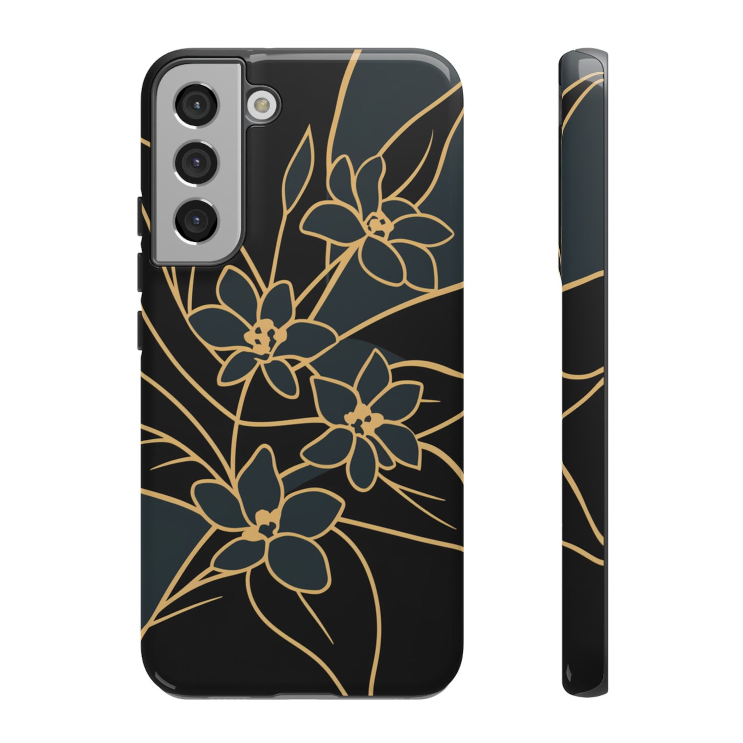 Golden Bloom - Elegant Floral Line Art Phone Case Samsung Galaxy S22 Plus Glossy