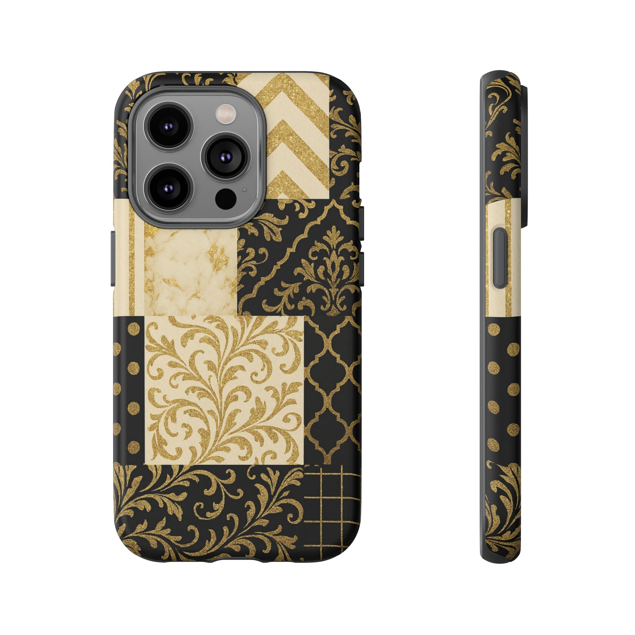 Phone Case, Luxury Black and Gold Festive Design for Christmas Gift, Holiday Decor, Tough Cases, Winter Celebration, Elegant iPhone Cover iPhone 14 Pro Matte