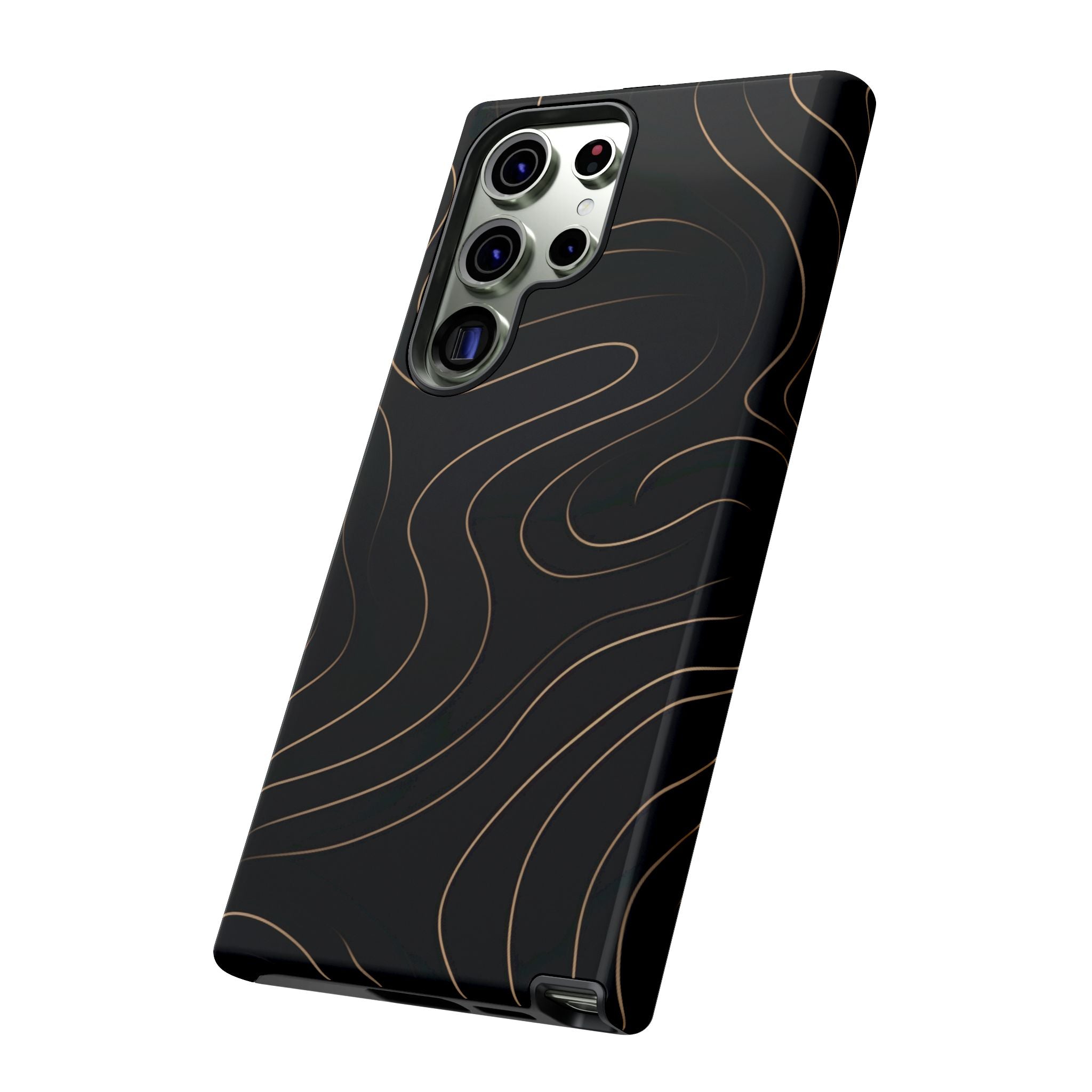 Noir Topograph - Black Minimalist Line Art Phone Case