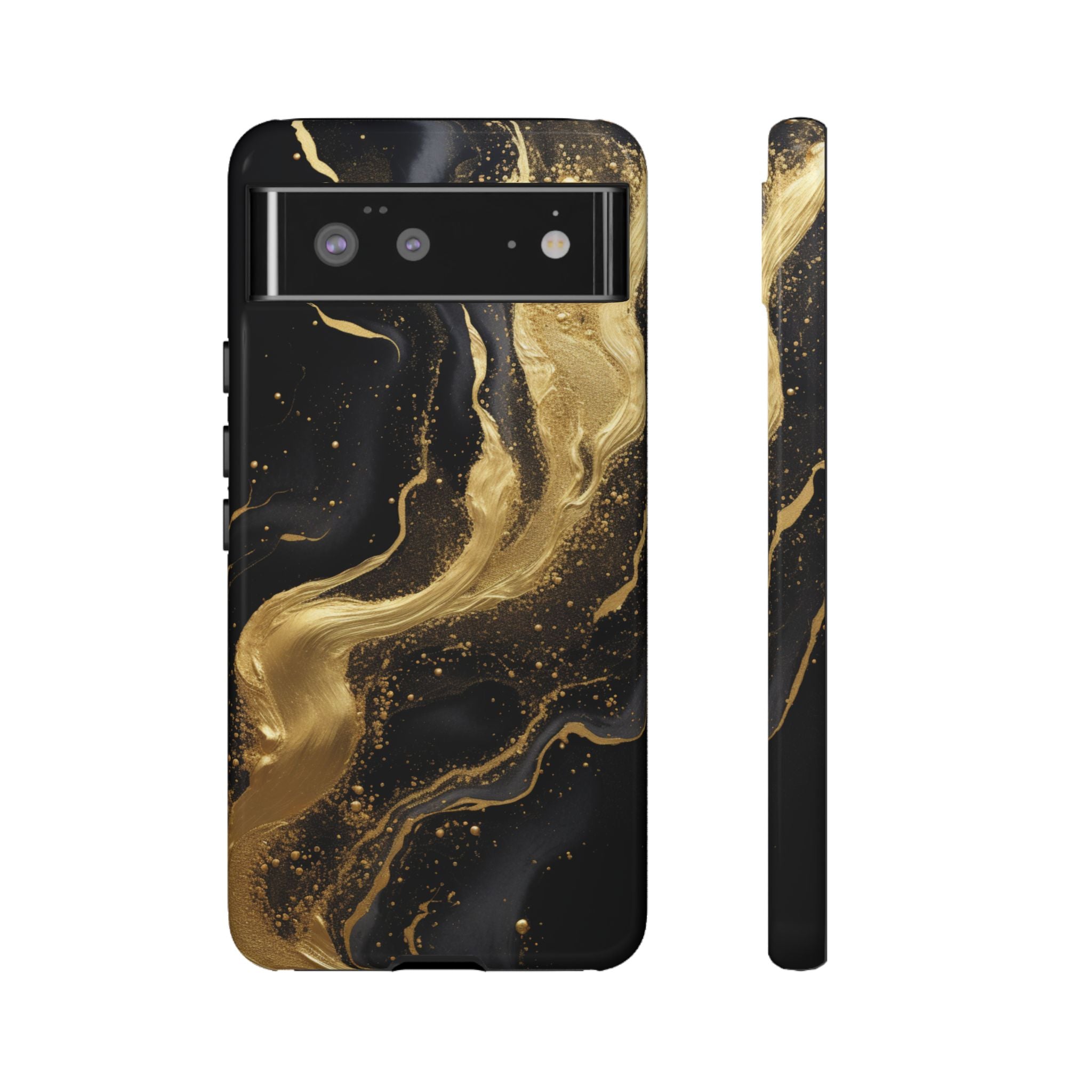 Golden Flow - Black & Gold Marble Luxe Phone Case Google Pixel 6 Glossy
