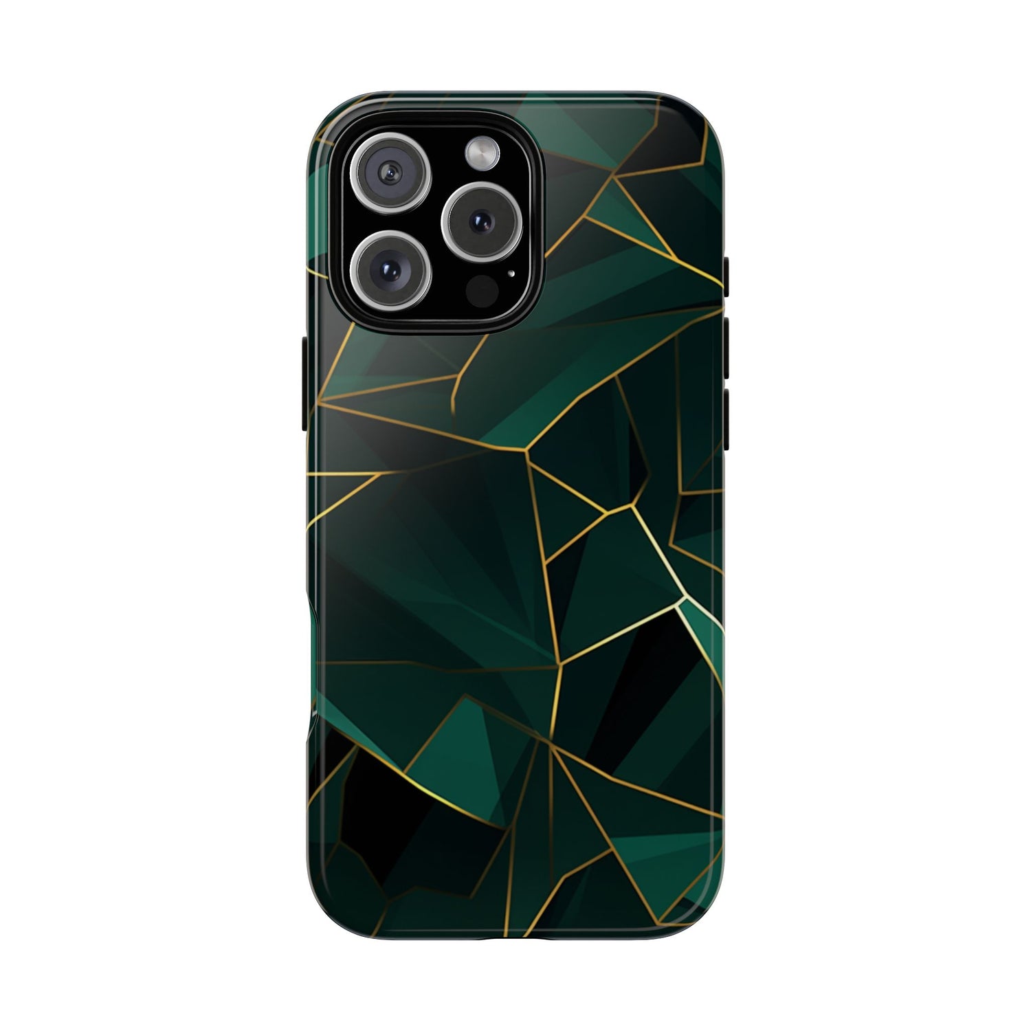 Emerald Veil - Geometric Luxe Phone Case iPhone 16 Pro Max Glossy