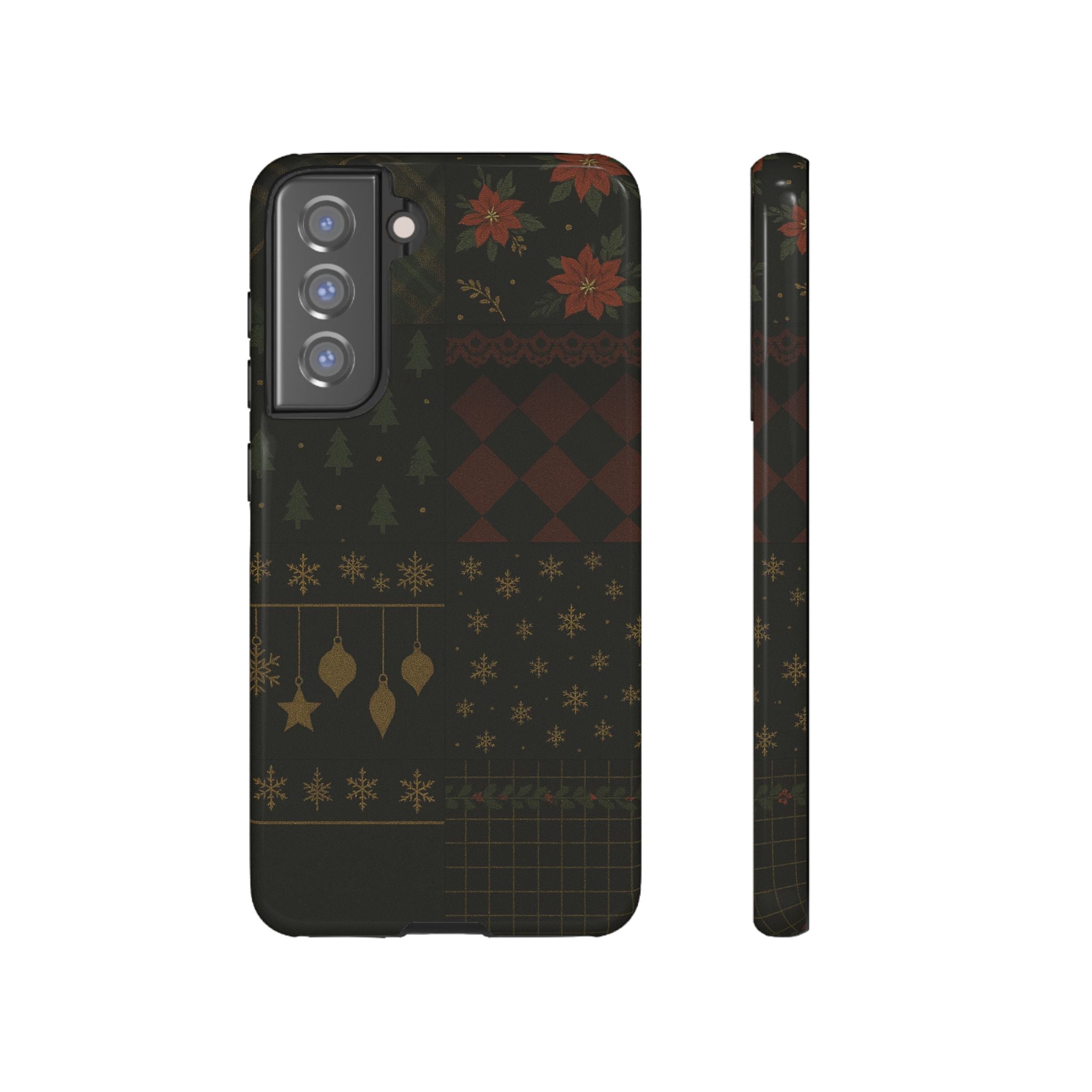 Black Luxury Phone Case for Christmas Festive Season - Tough design Samsung Galaxy S21 FE Glossy