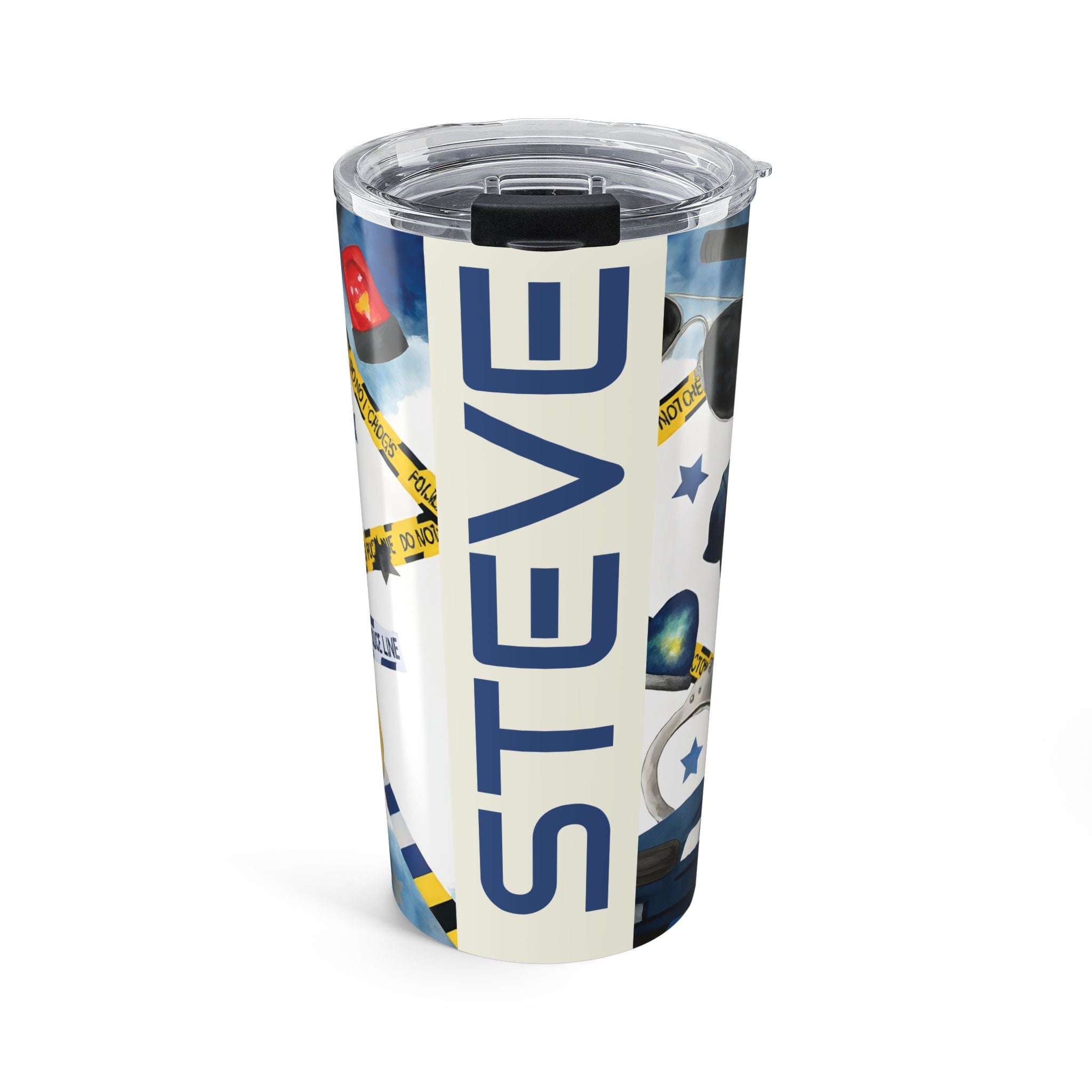 Police Themed Tumbler - Personalised 20oz Insulated Cup | Custom Name Law Enforcement Gift 20oz