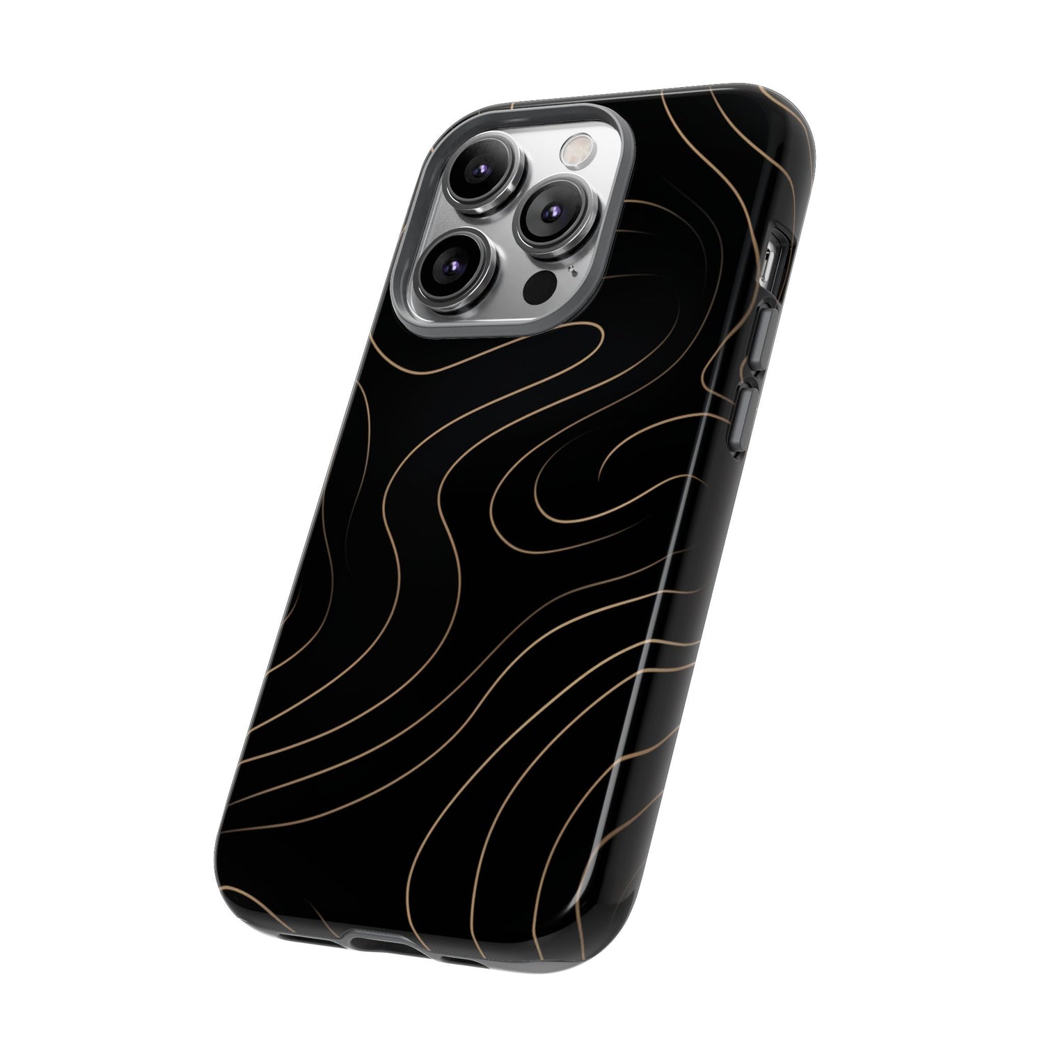 Noir Topograph - Black Minimalist Line Art Phone Case