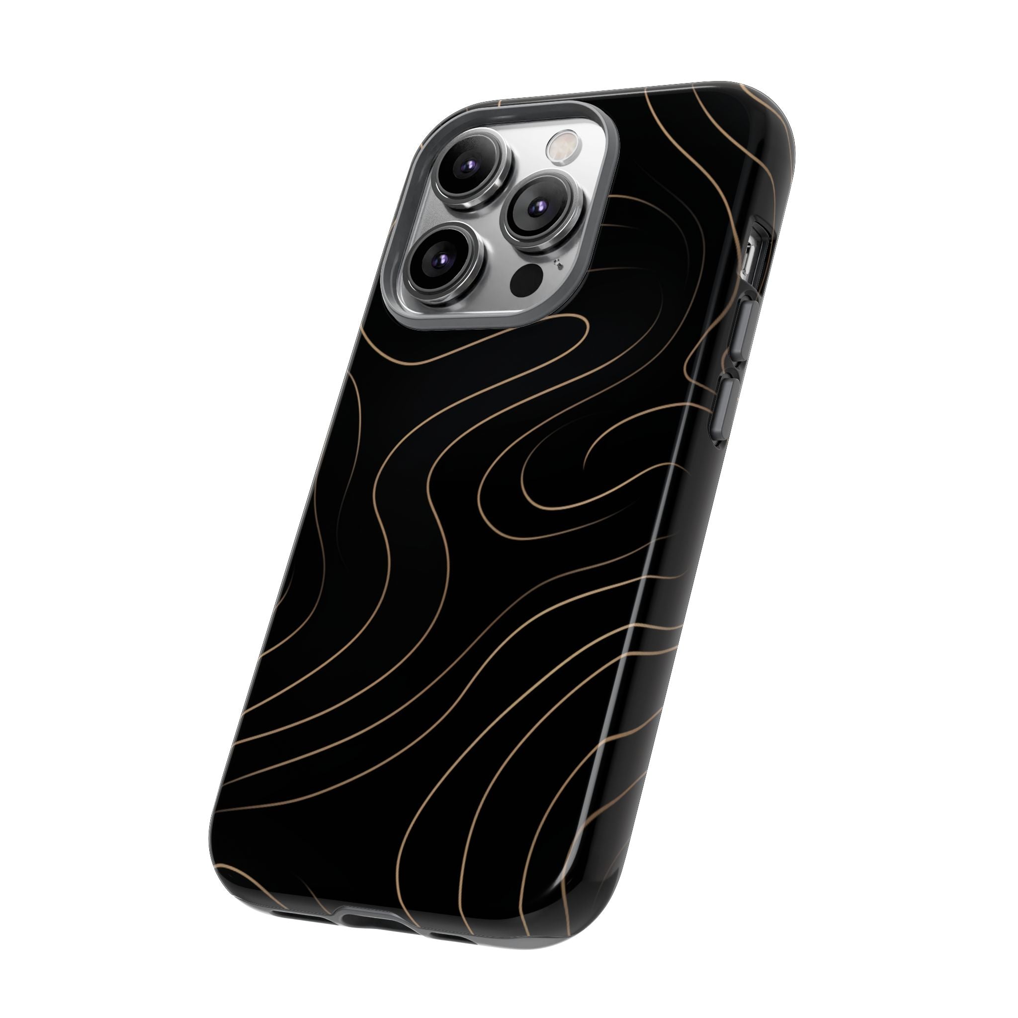 Noir Topograph - Black Minimalist Line Art Phone Case