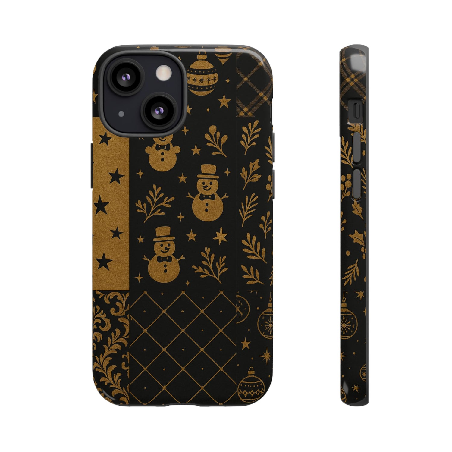Black Festive Phone Case | Christmas Gift | Holiday Decor | Snowman Design | Tough Cases | Winter Celebration iPhone 13 Mini Glossy