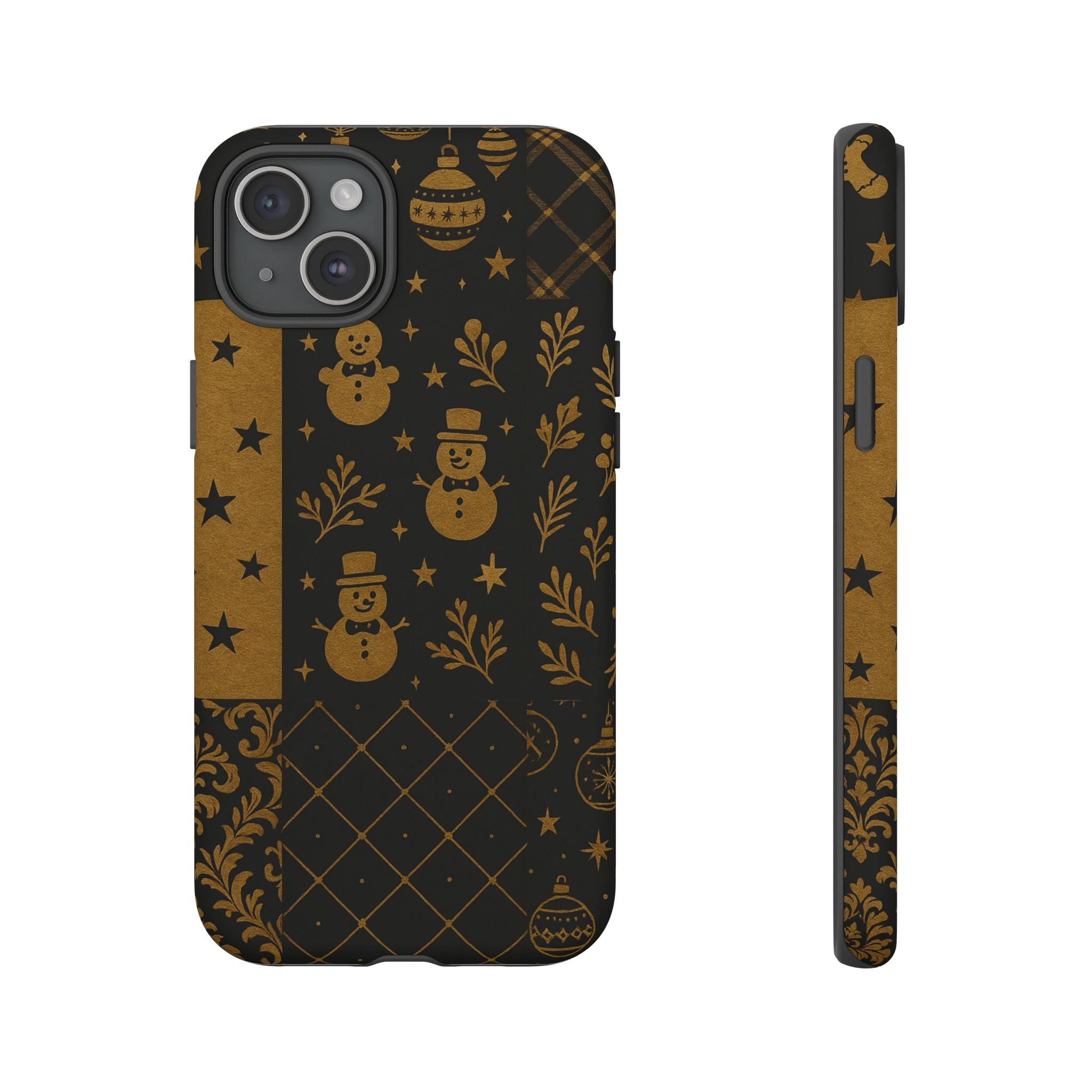 Black Festive Phone Case | Christmas Gift | Holiday Decor | Snowman Design | Tough Cases | Winter Celebration iPhone 15 Plus Matte