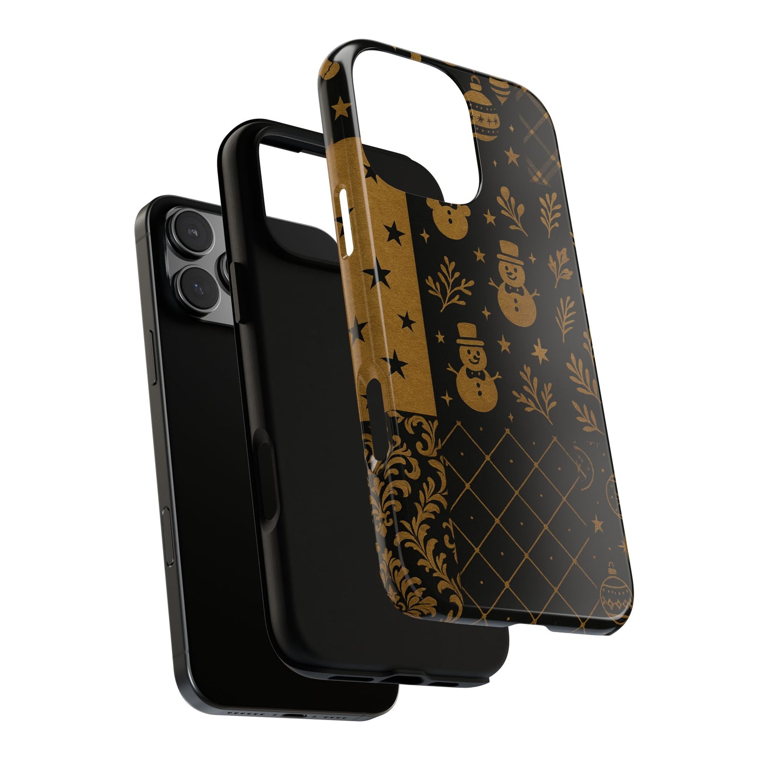 Black Festive Phone Case | Christmas Gift | Holiday Decor | Snowman Design | Tough Cases | Winter Celebration