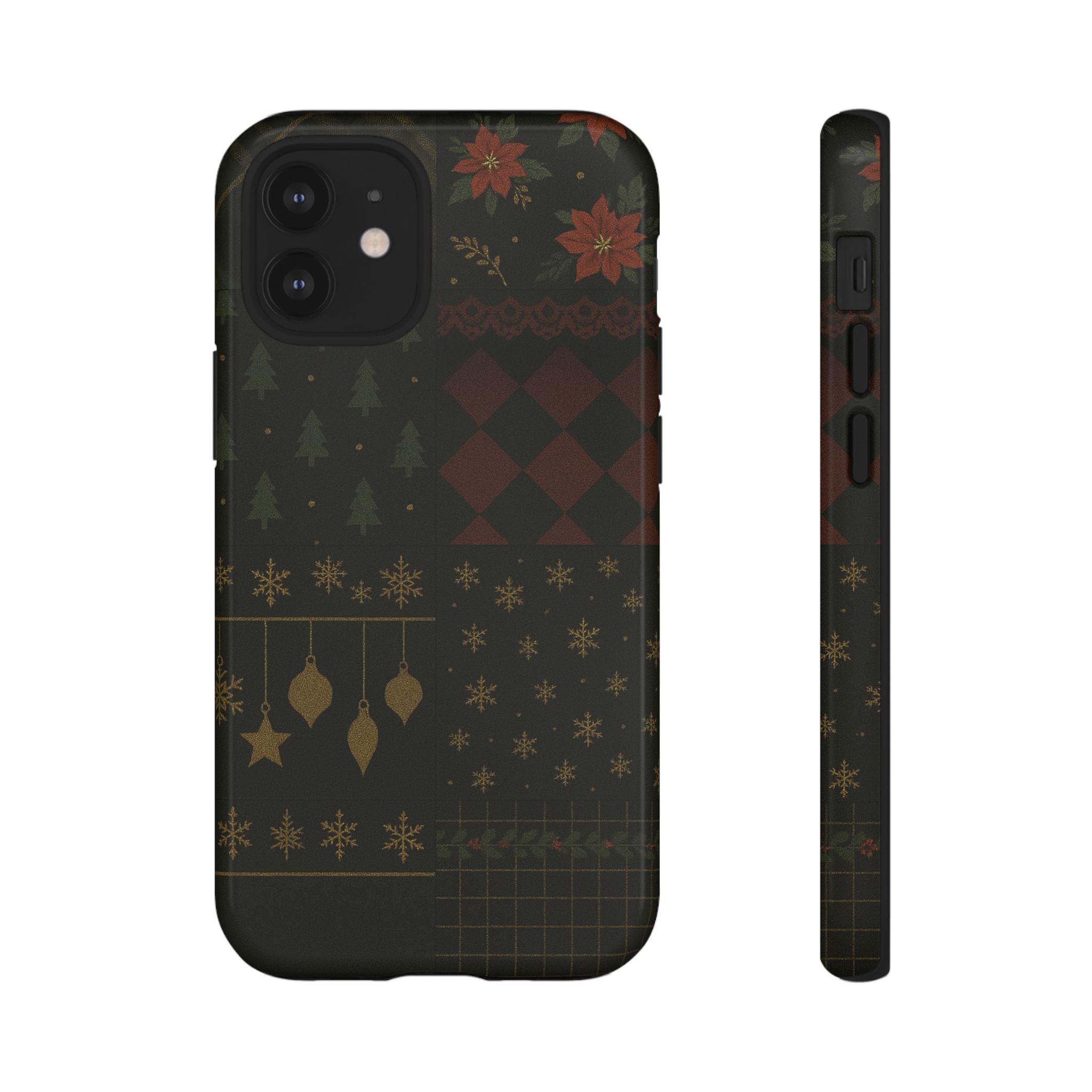 Black Luxury Phone Case for Christmas Festive Season - Tough design iPhone 12 Mini Glossy