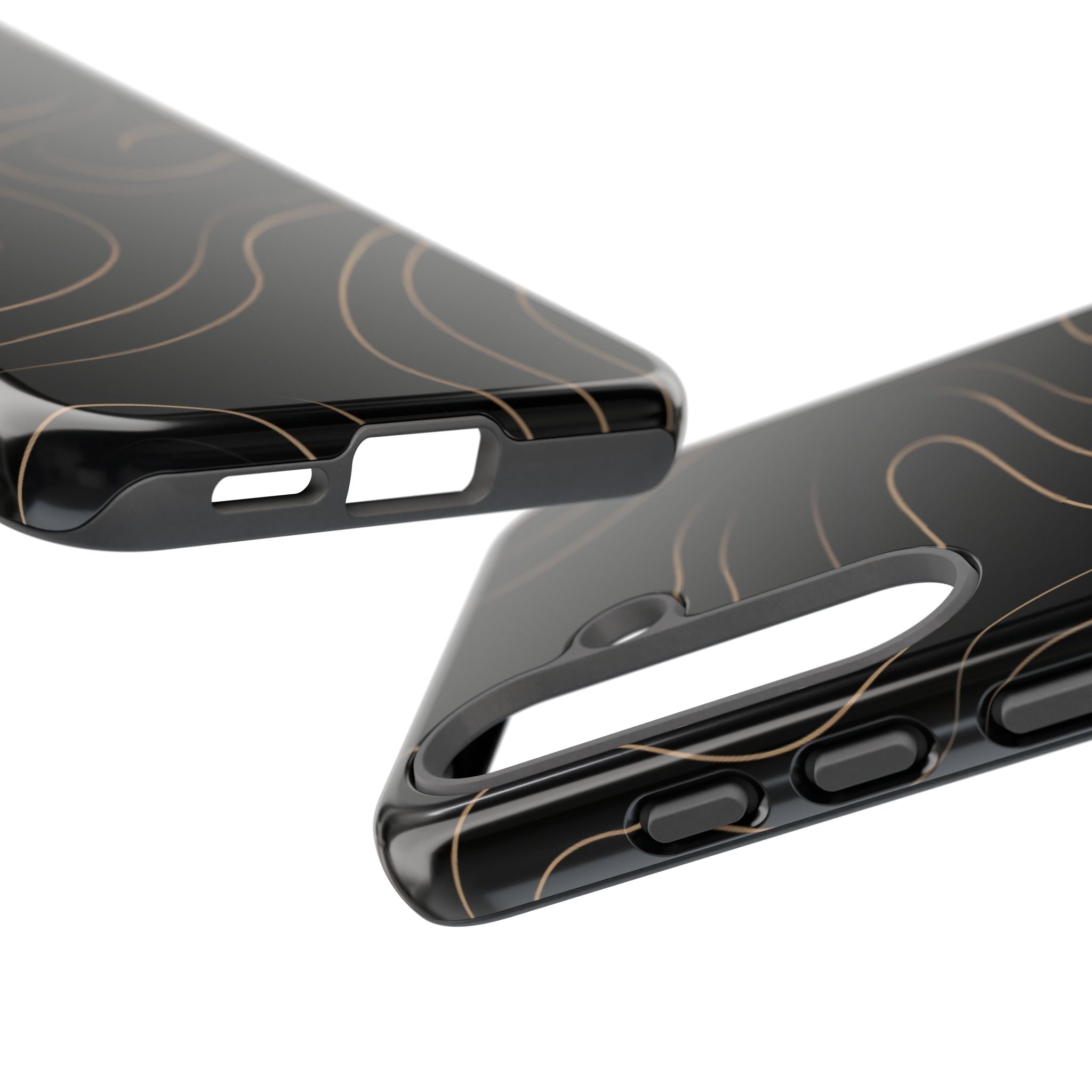 Noir Topograph - Black Minimalist Line Art Phone Case