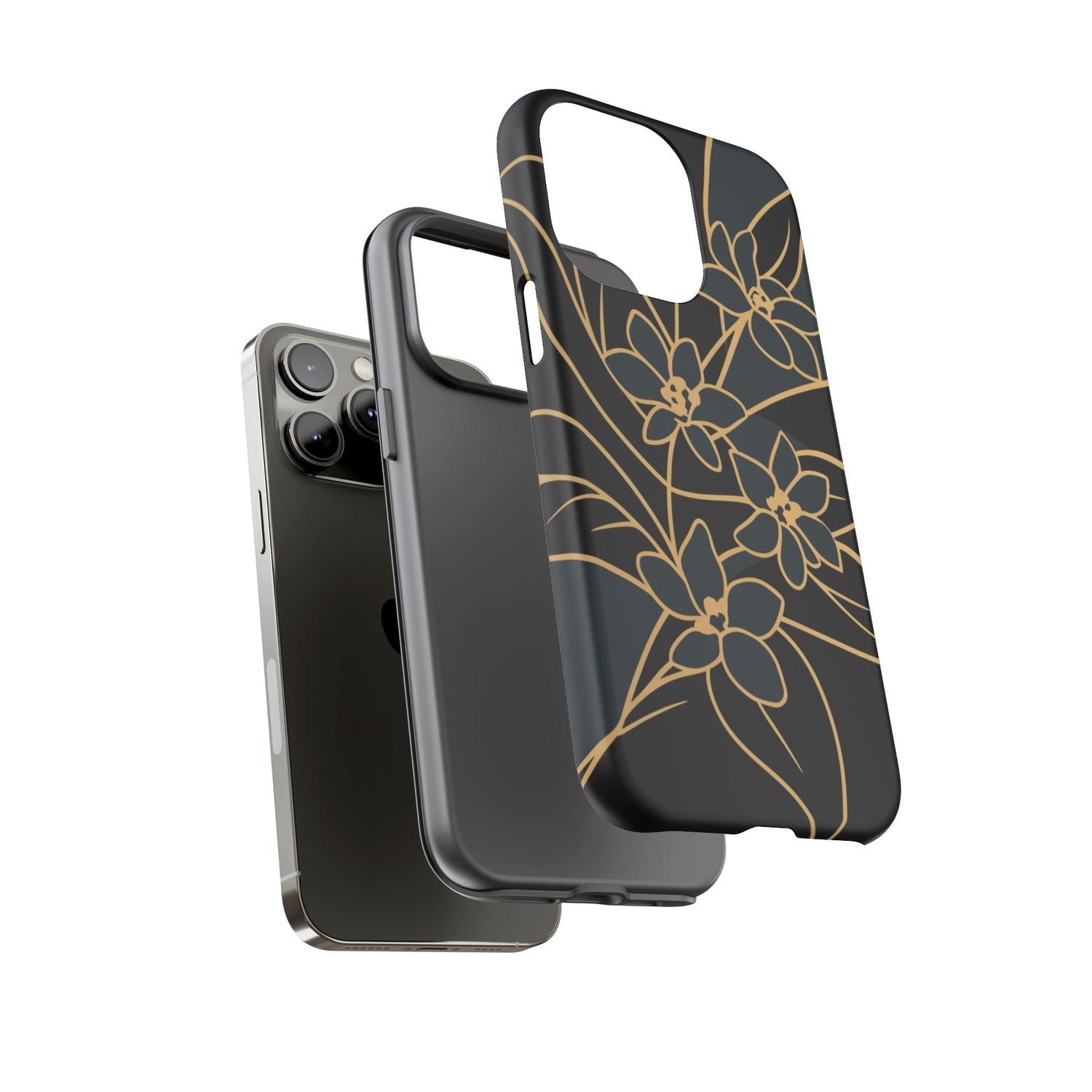 Golden Bloom - Elegant Floral Line Art Phone Case