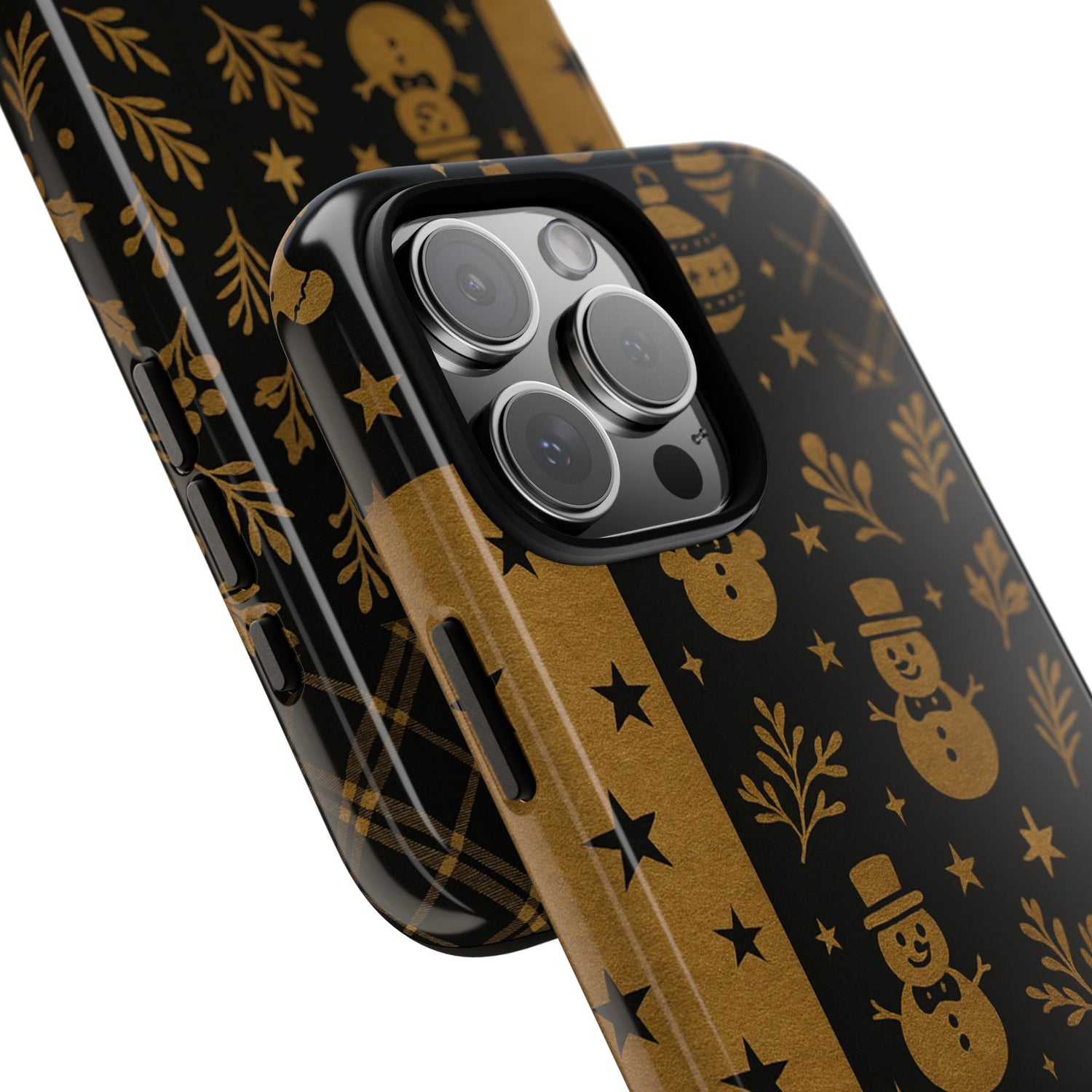 Black Festive Phone Case | Christmas Gift | Holiday Decor | Snowman Design | Tough Cases | Winter Celebration