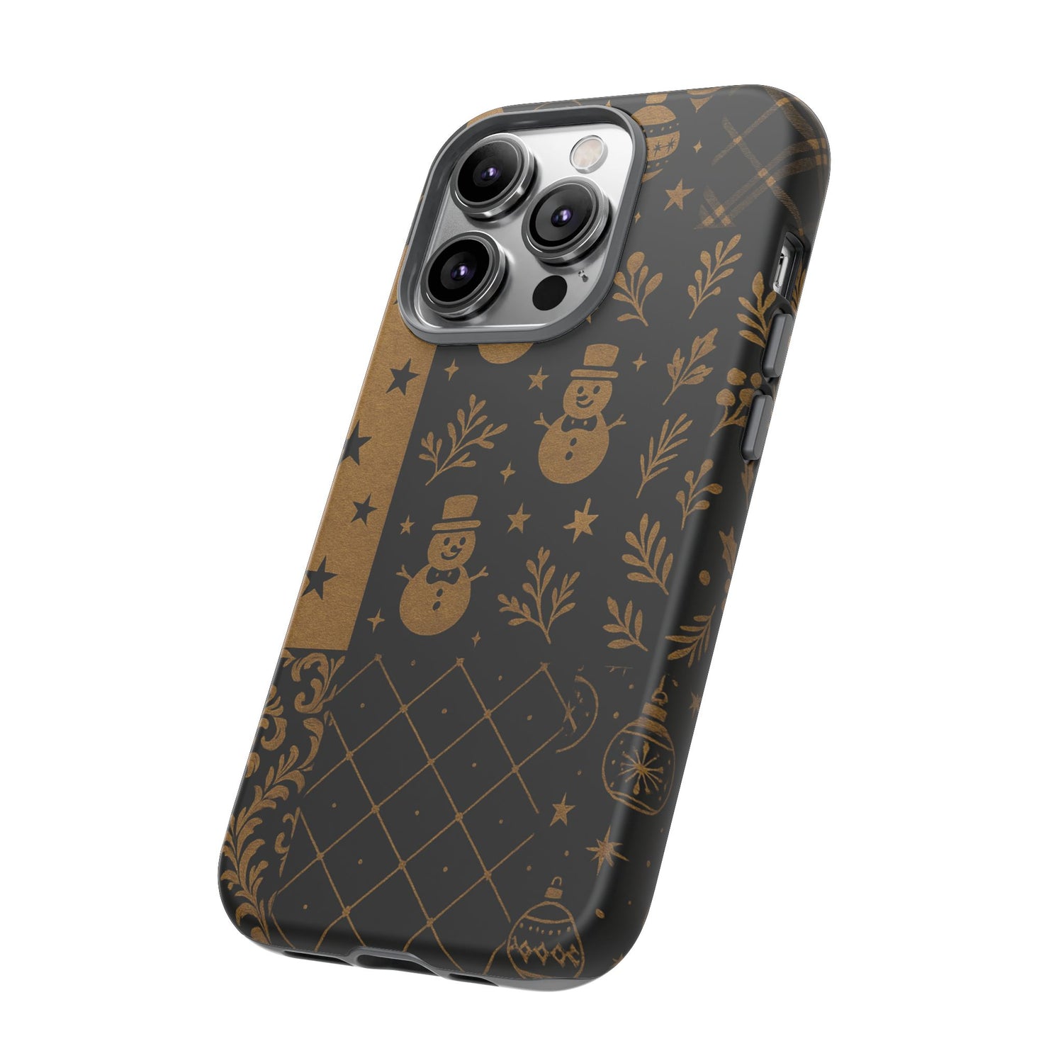 Black Festive Phone Case | Christmas Gift | Holiday Decor | Snowman Design | Tough Cases | Winter Celebration