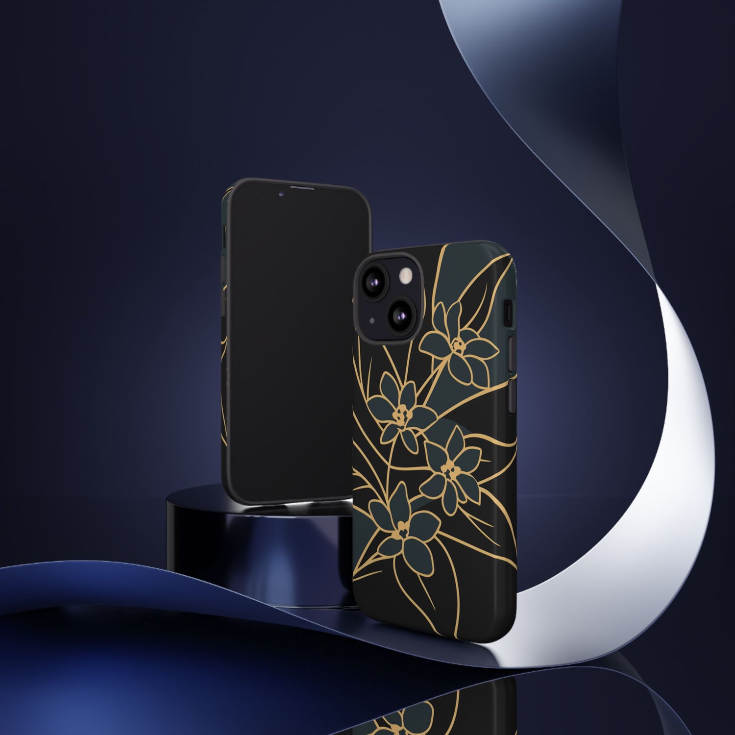 Golden Bloom - Elegant Floral Line Art Phone Case