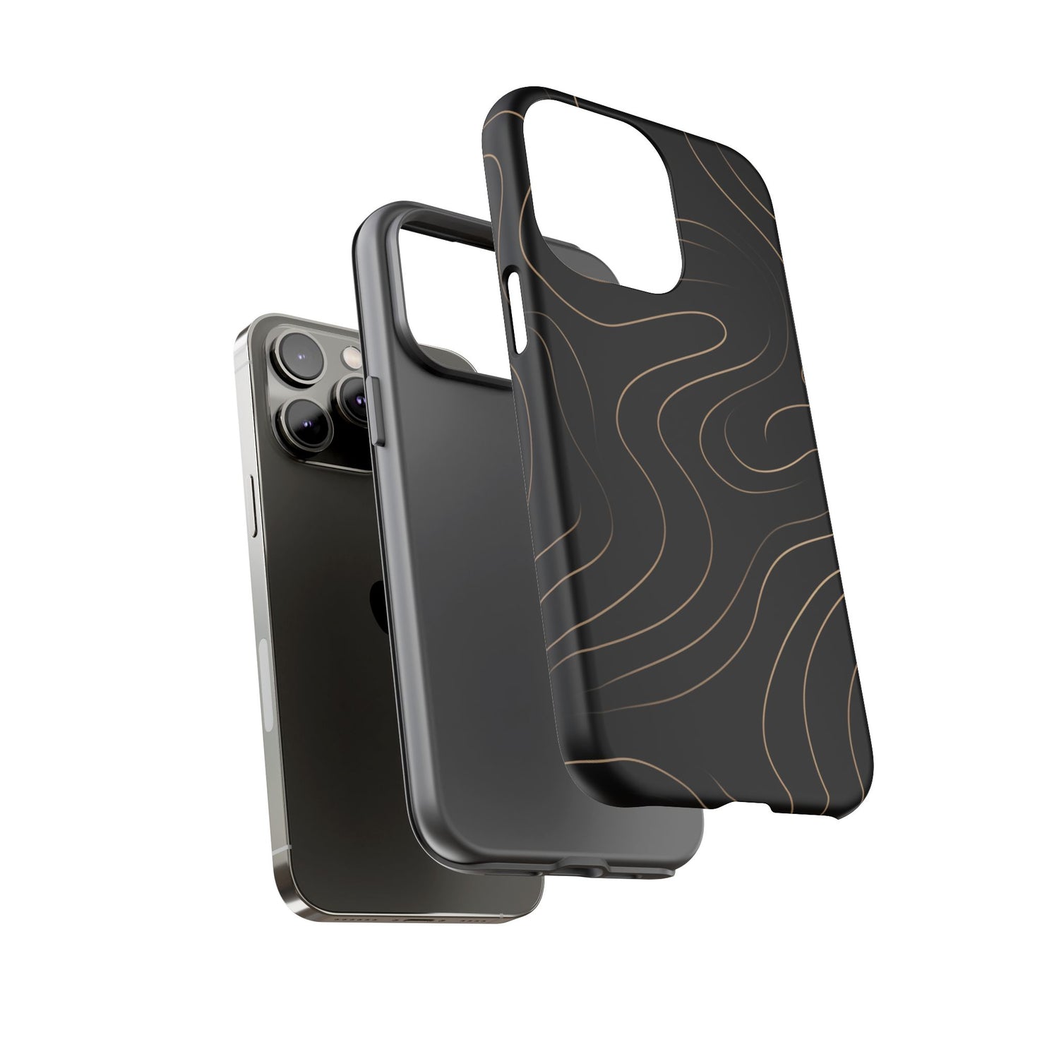 Noir Topograph - Black Minimalist Line Art Phone Case