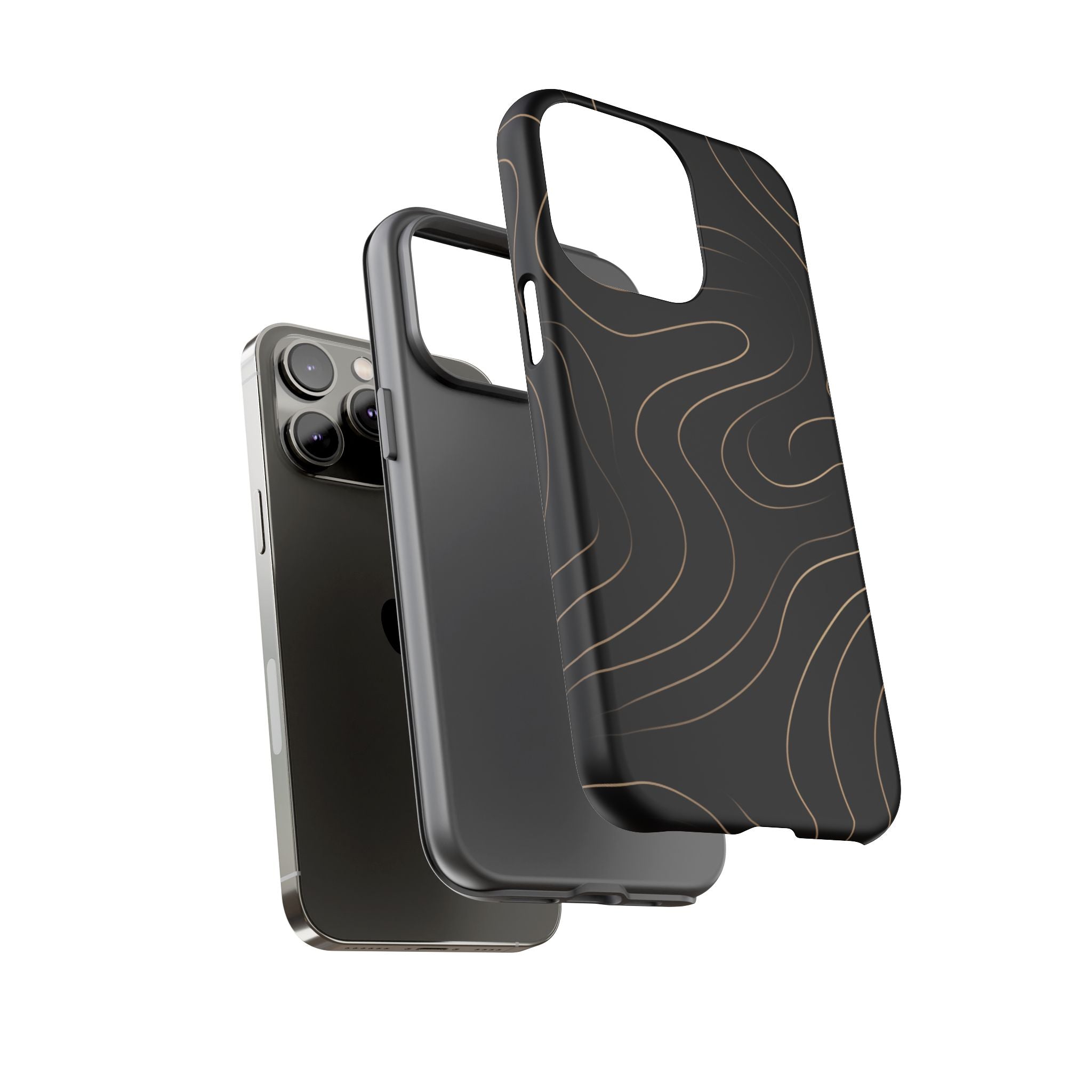 Noir Topograph - Black Minimalist Line Art Phone Case