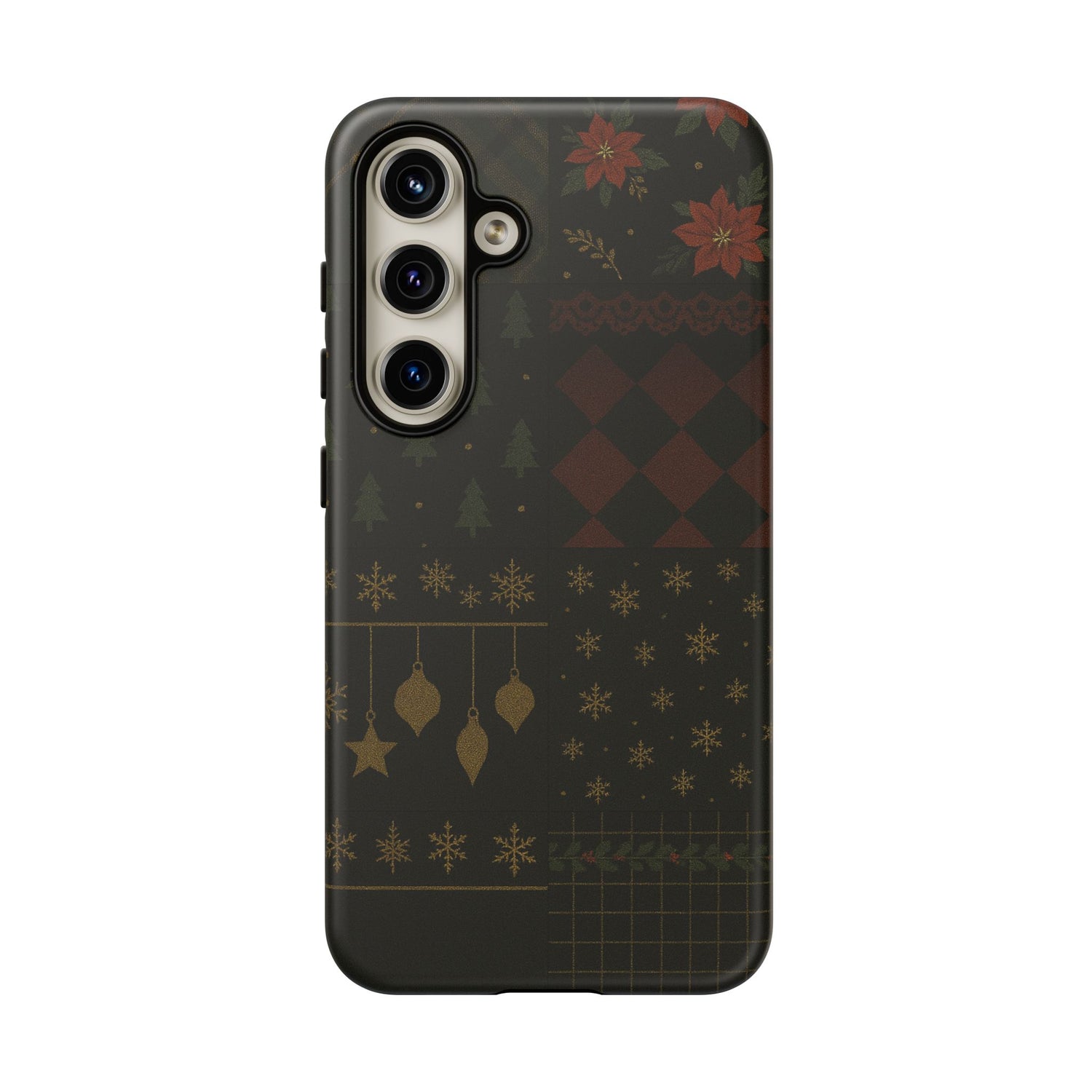 Black Luxury Phone Case for Christmas Festive Season - Tough design Samsung Galaxy S24 Matte