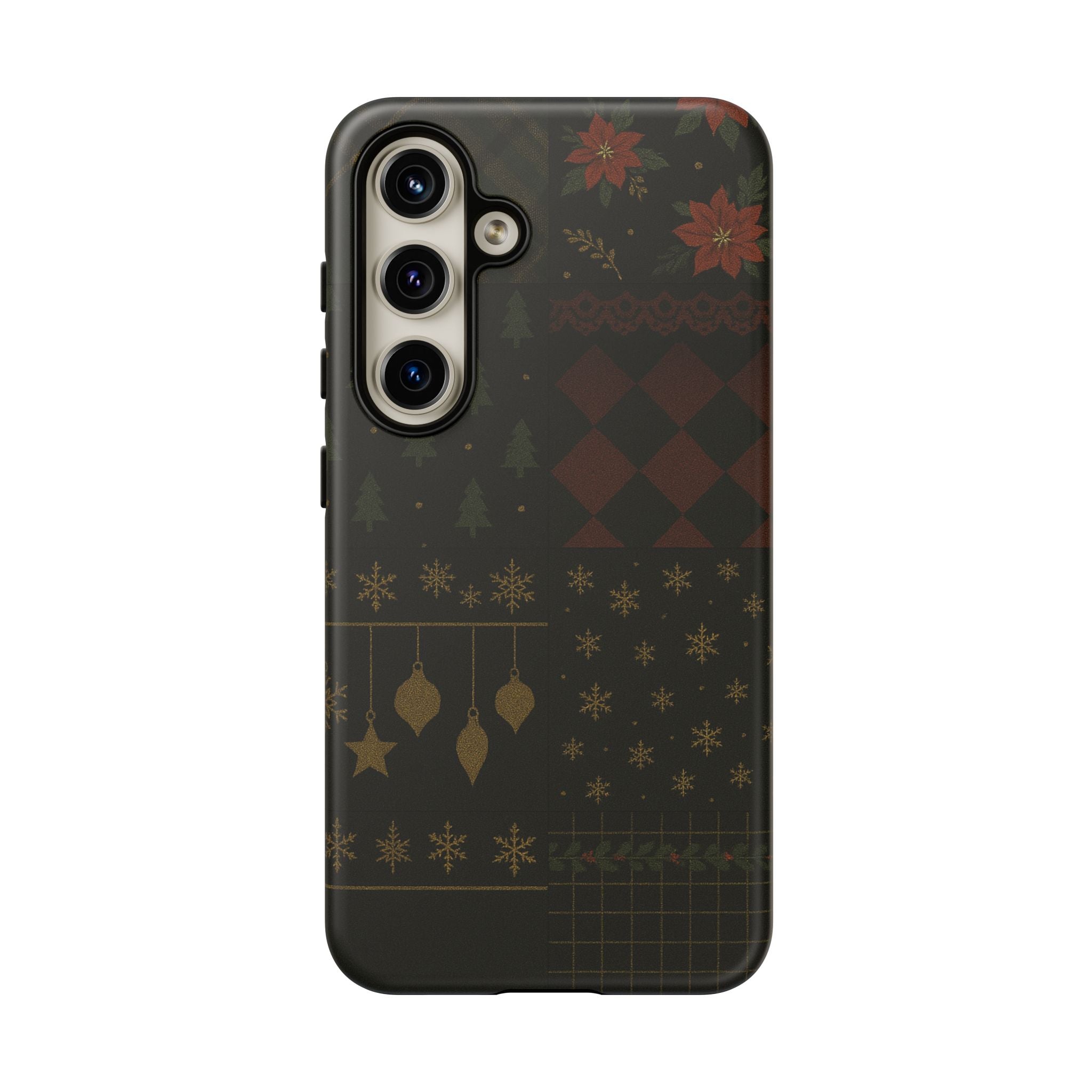 Black Luxury Phone Case for Christmas Festive Season - Tough design Samsung Galaxy S24 Matte