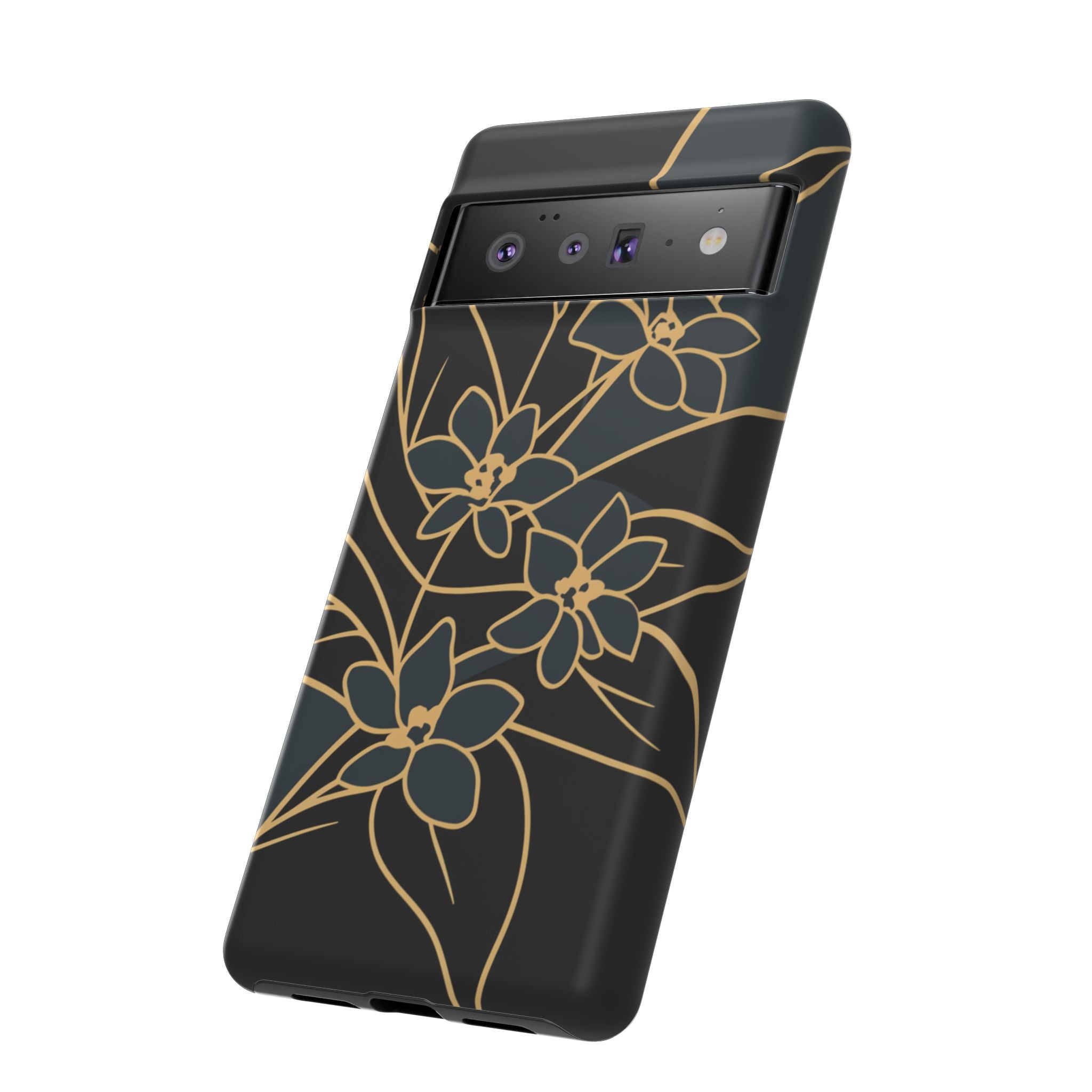Golden Bloom - Elegant Floral Line Art Phone Case
