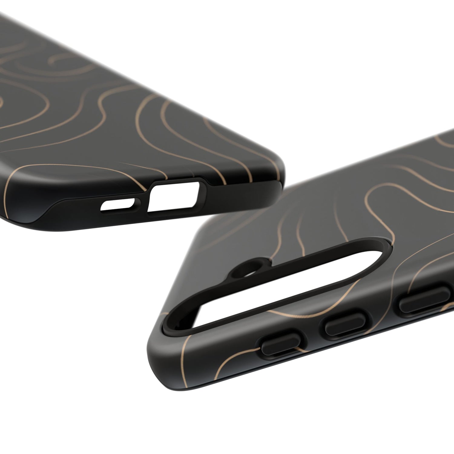 Noir Topograph - Black Minimalist Line Art Phone Case