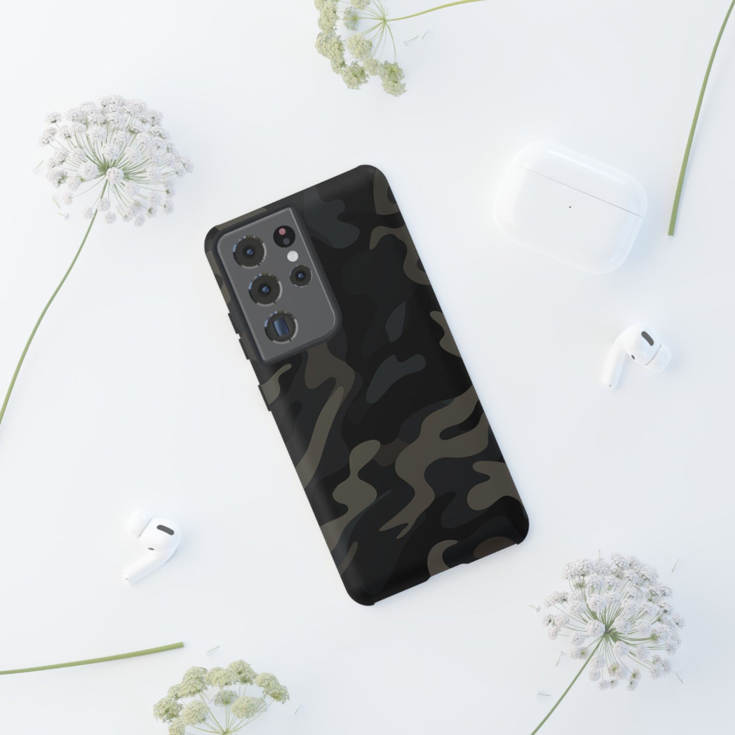 Black Camouflage Phone Case for iPhone, Samsung and Google Pixel