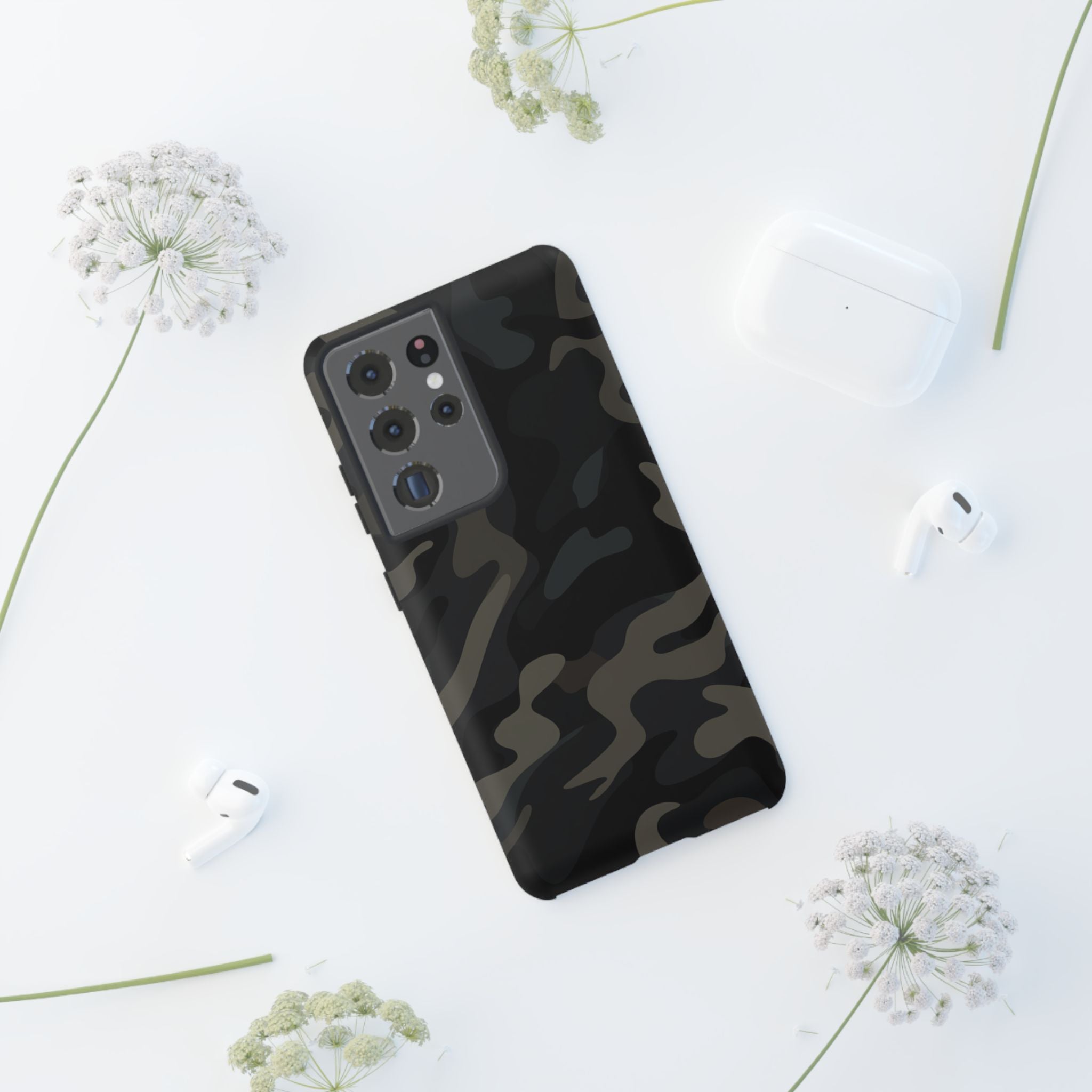 Black Camouflage Phone Case for iPhone, Samsung and Google Pixel