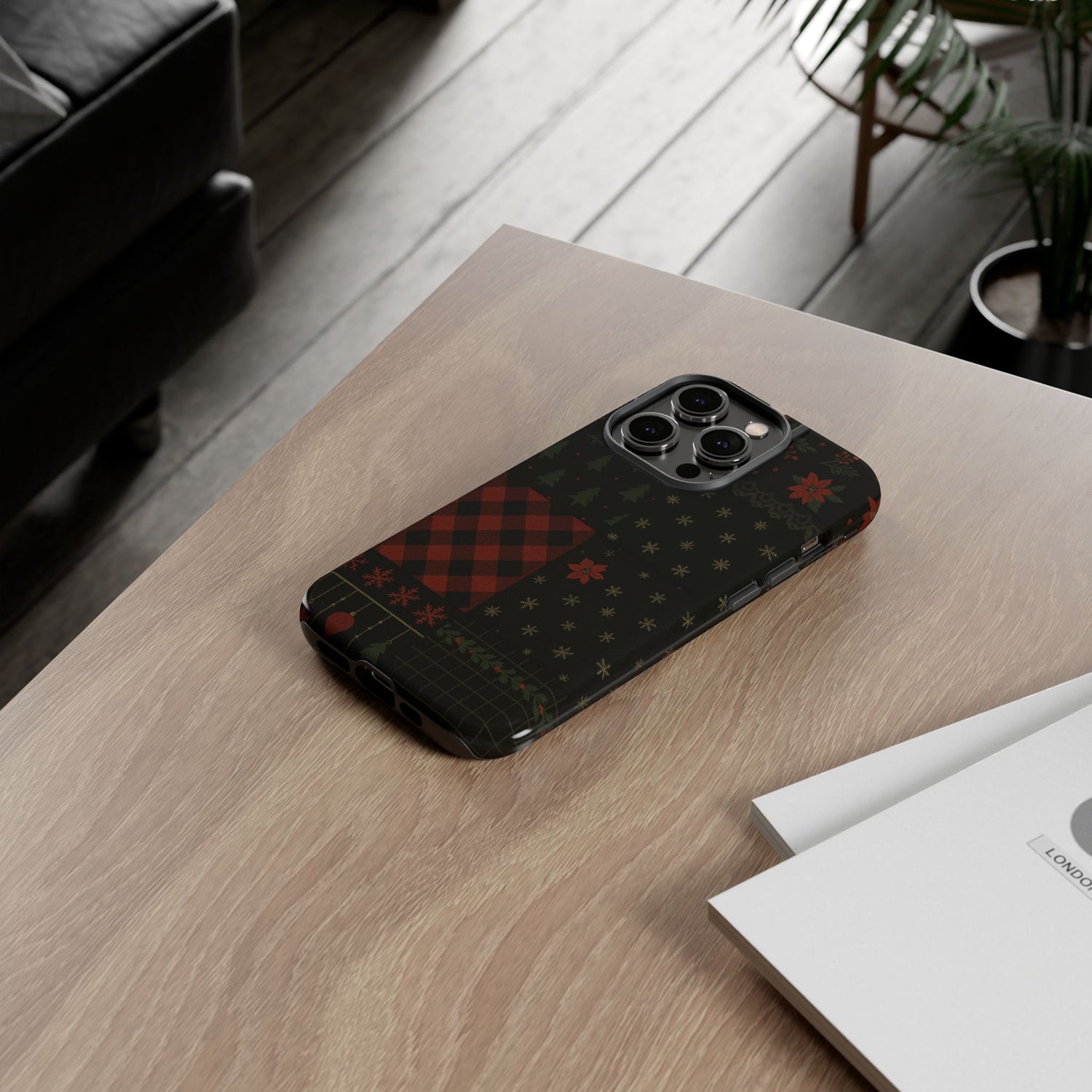 Black Festive Phone Case - Christmas Phone Cover - Tough Design