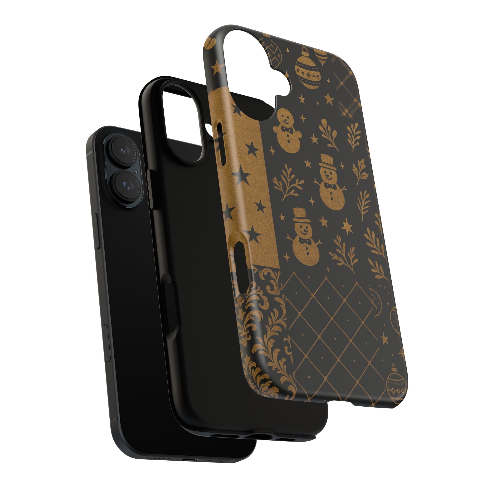 Black Festive Phone Case | Christmas Gift | Holiday Decor | Snowman Design | Tough Cases | Winter Celebration
