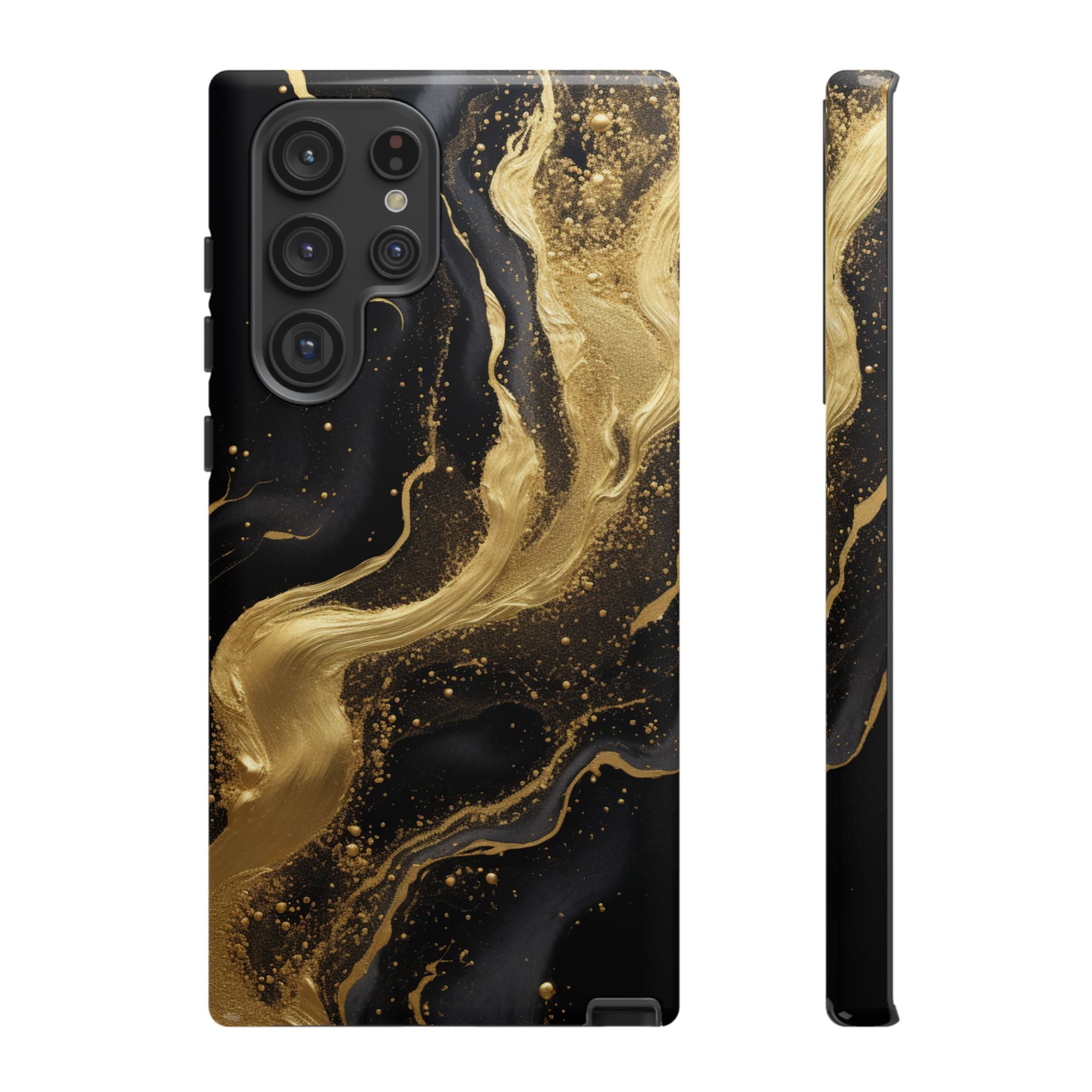 Golden Flow - Black & Gold Marble Luxe Phone Case Samsung Galaxy S22 Ultra Glossy
