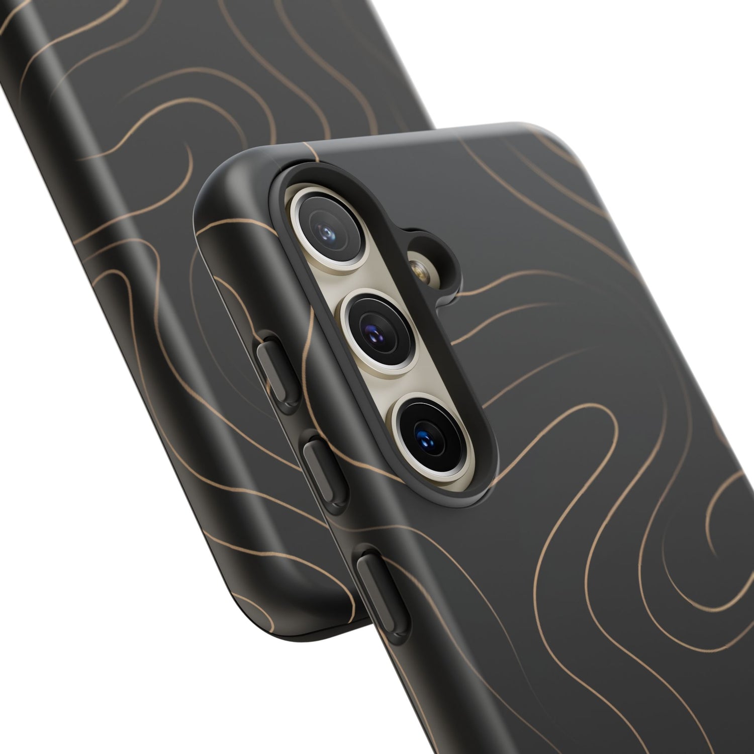 Noir Topograph - Black Minimalist Line Art Phone Case