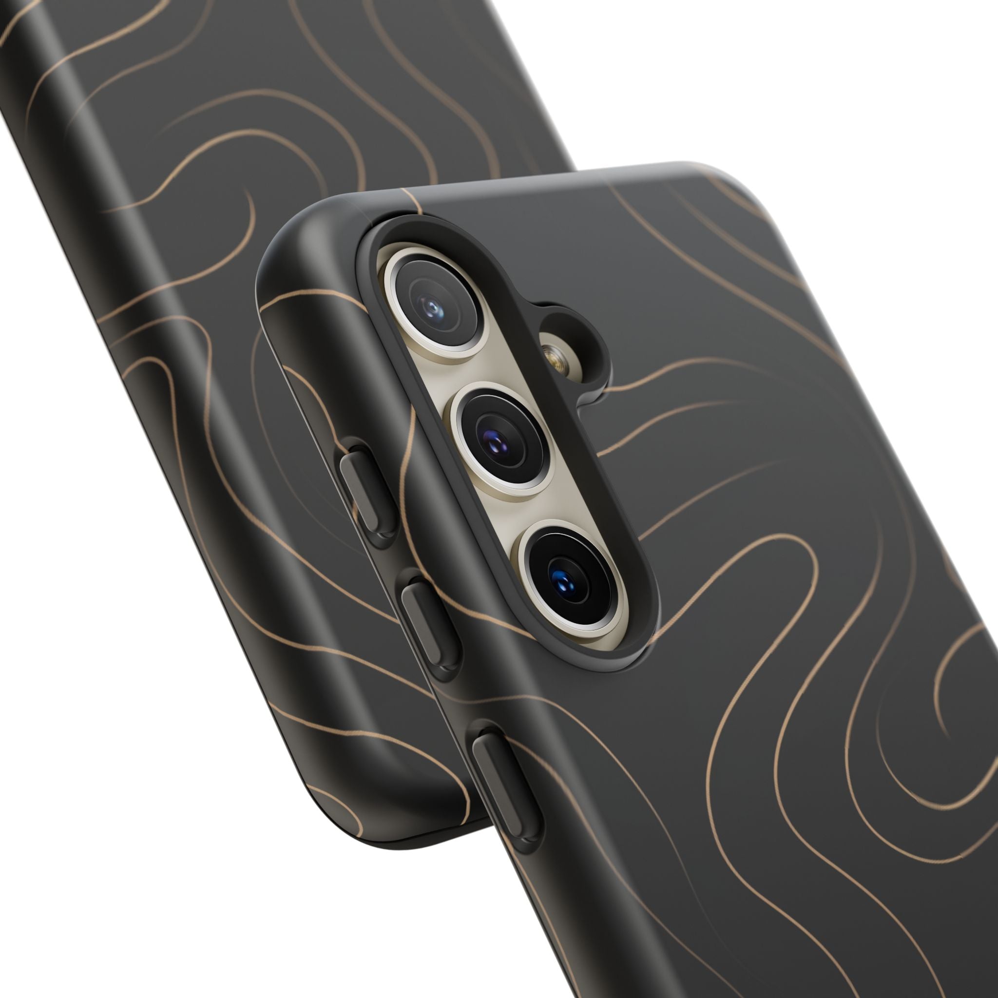 Noir Topograph - Black Minimalist Line Art Phone Case