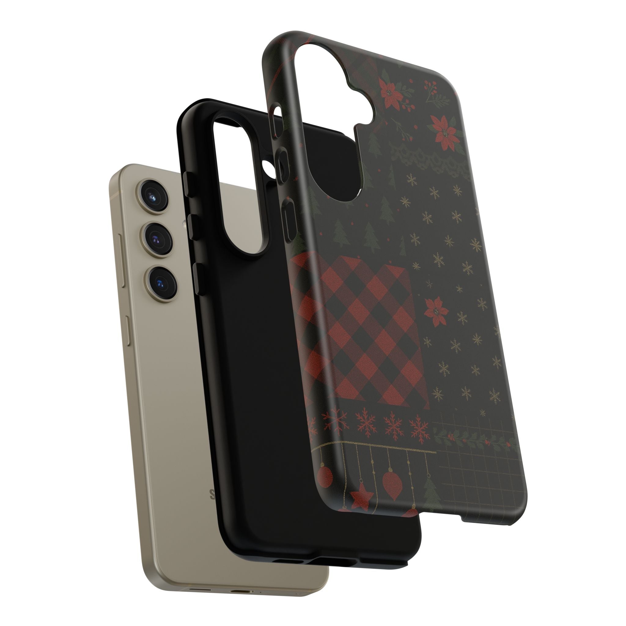 Black Festive Phone Case - Christmas Phone Cover - Tough Design