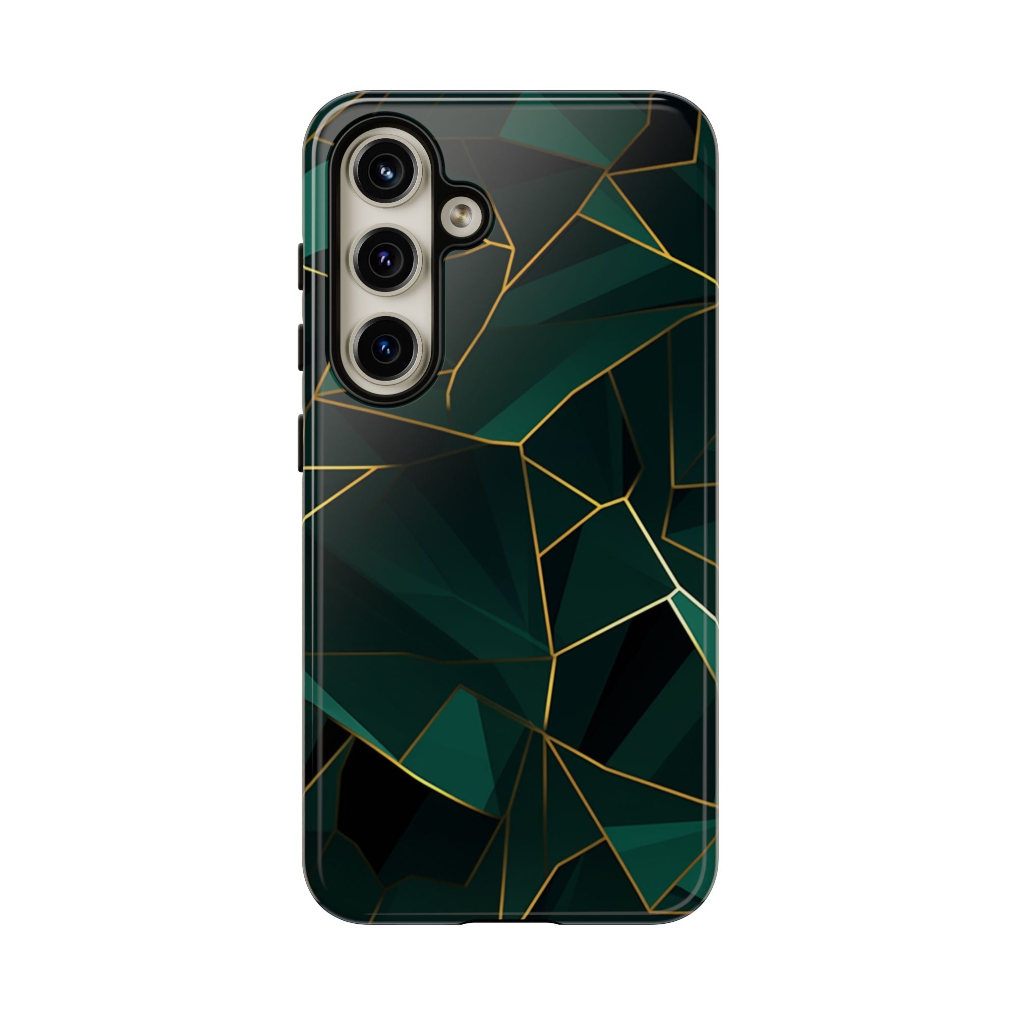Emerald Veil - Geometric Luxe Phone Case Samsung Galaxy S24 Glossy