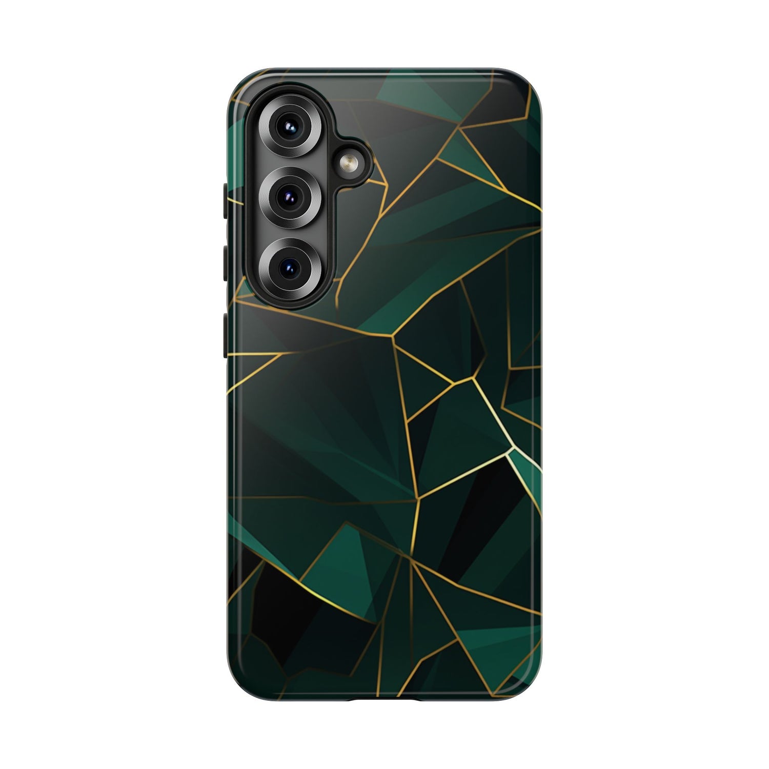 Emerald Veil - Geometric Luxe Phone Case Samsung Galaxy S25 Glossy