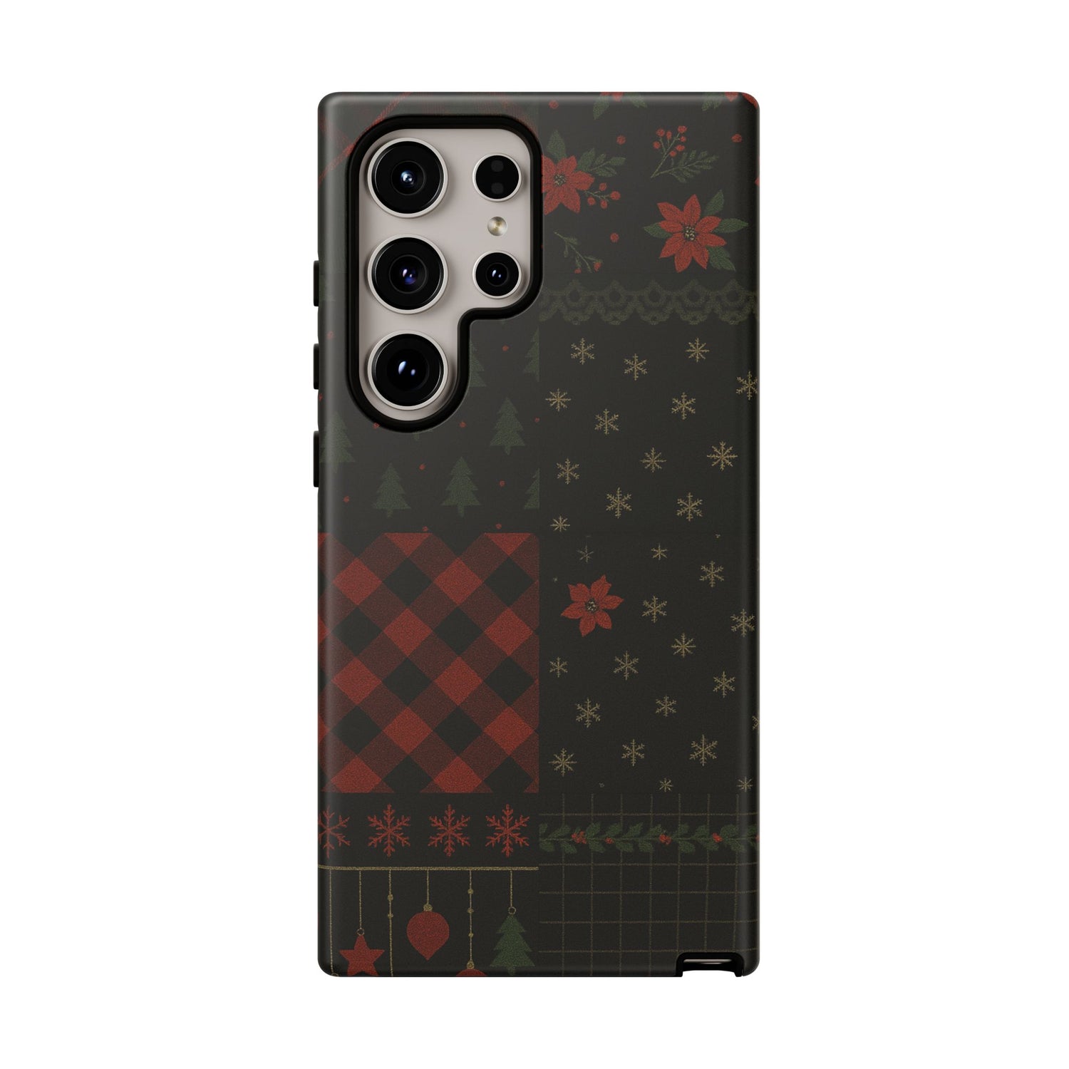 Black Festive Phone Case - Christmas Phone Cover - Tough Design Samsung Galaxy S24 Ultra Matte