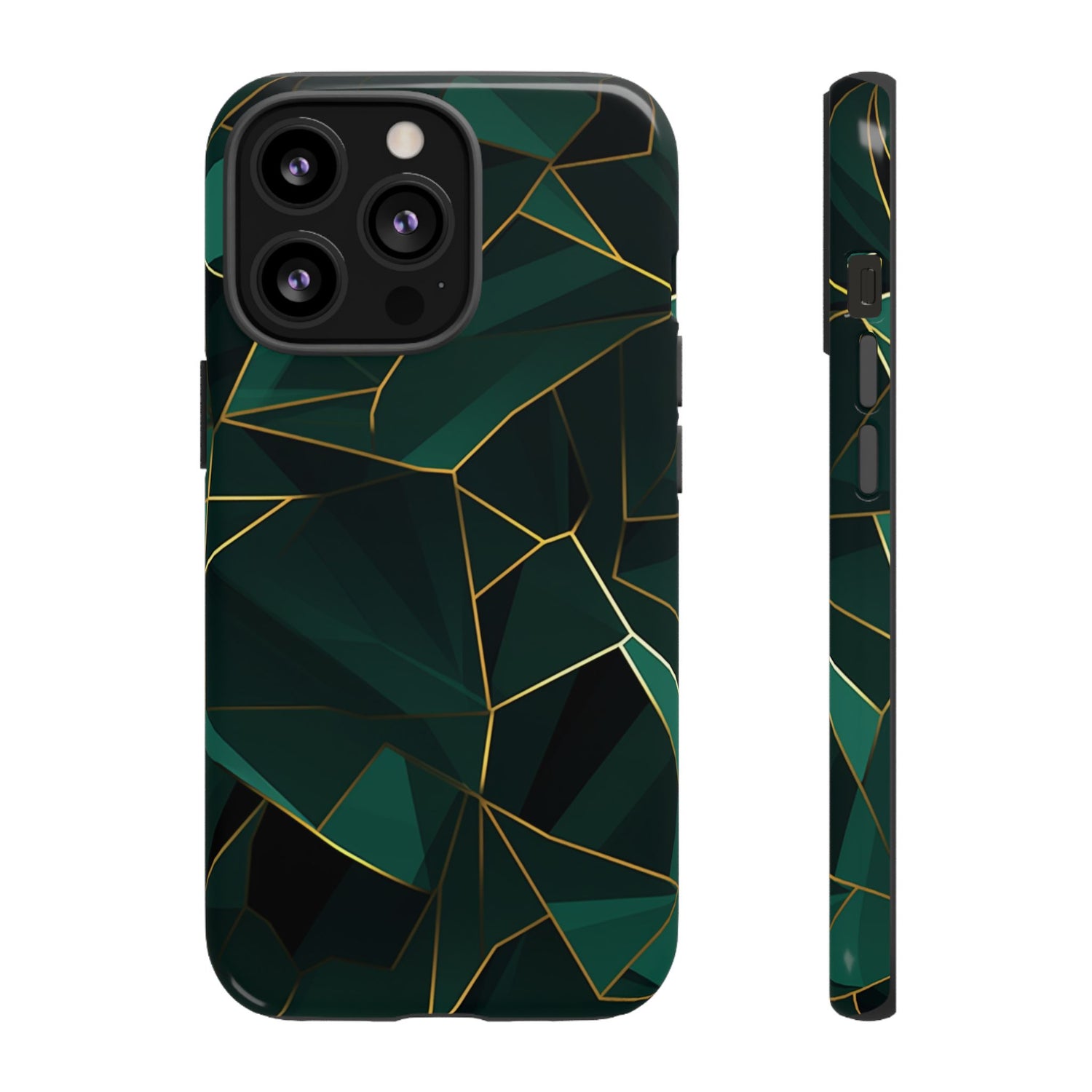 Emerald Veil - Geometric Luxe Phone Case iPhone 13 Pro Glossy