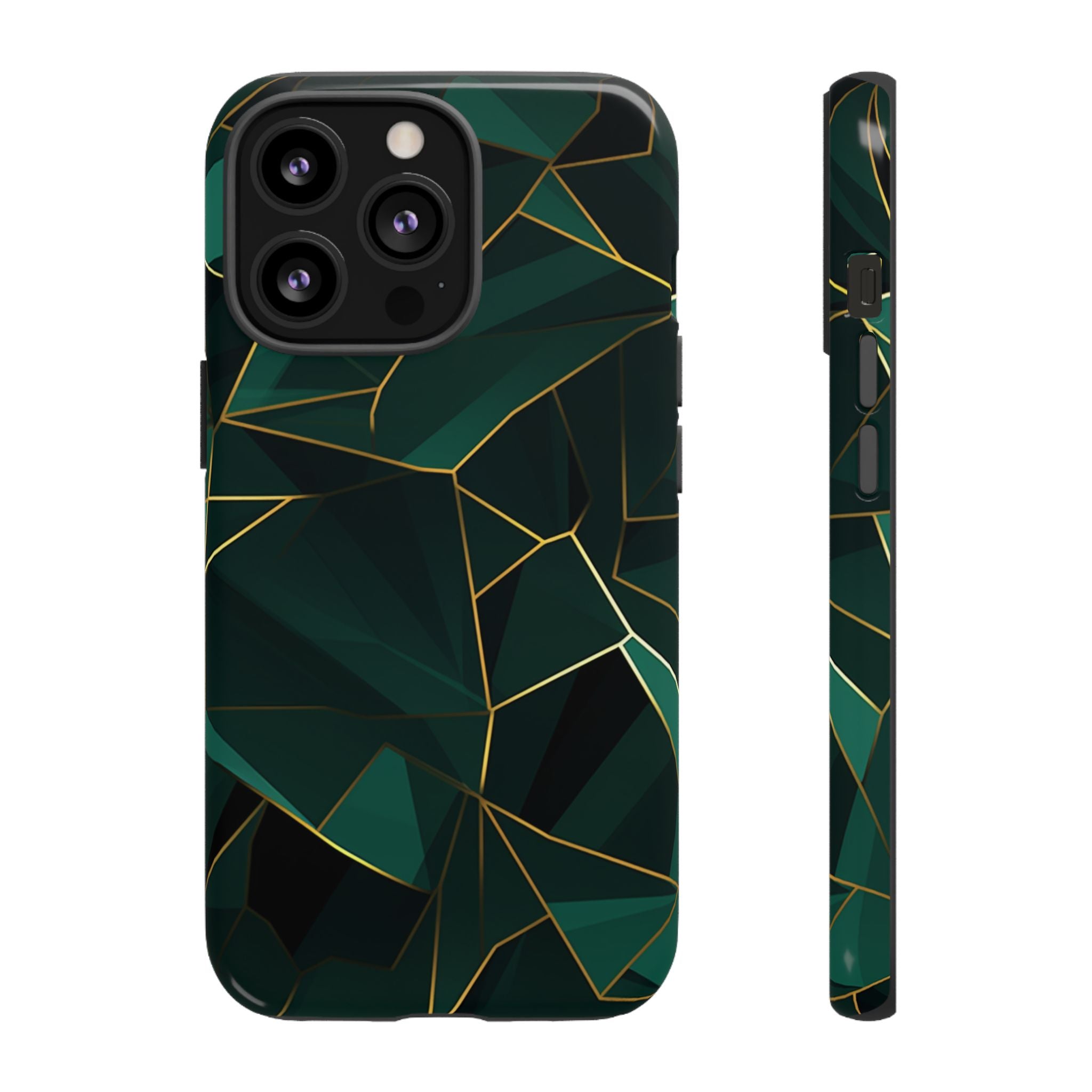 Emerald Veil - Geometric Luxe Phone Case iPhone 13 Pro Glossy
