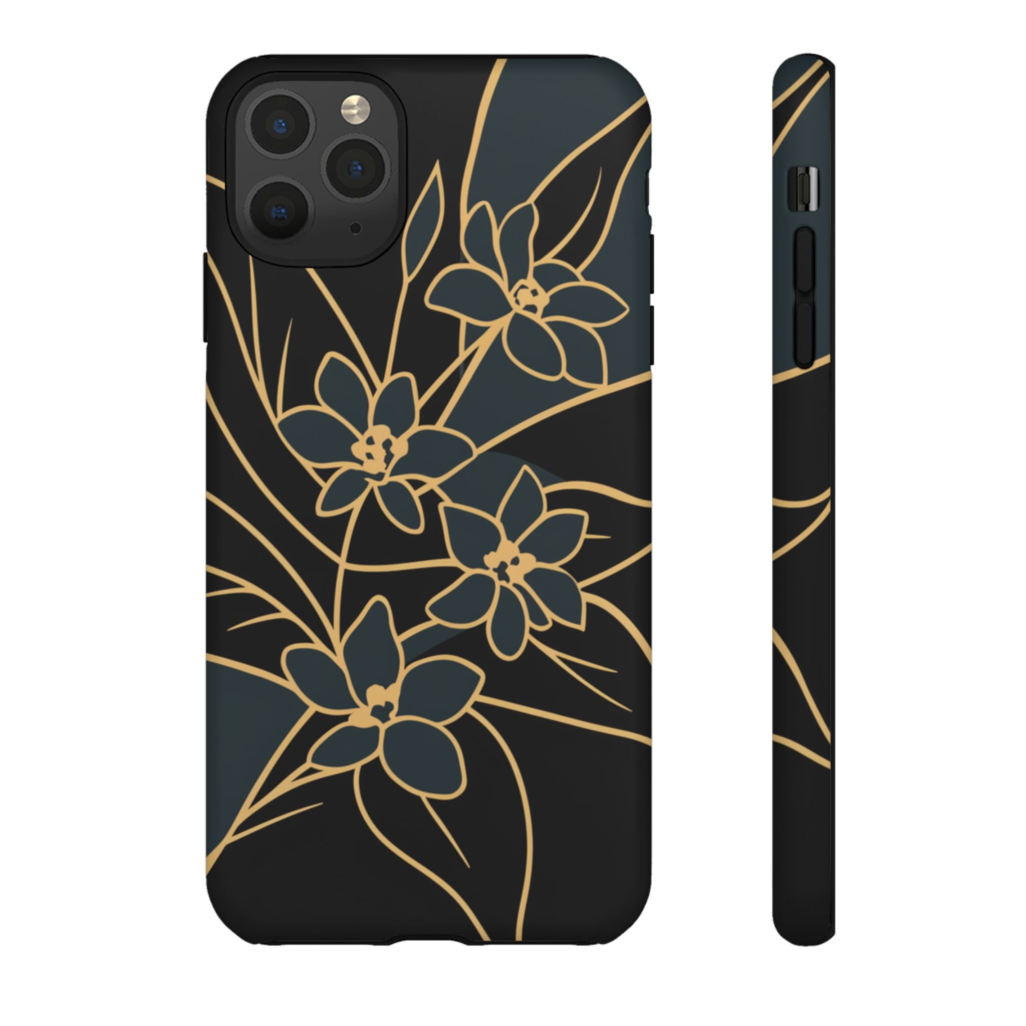 Golden Bloom - Elegant Floral Line Art Phone Case iPhone 11 Pro Max Matte