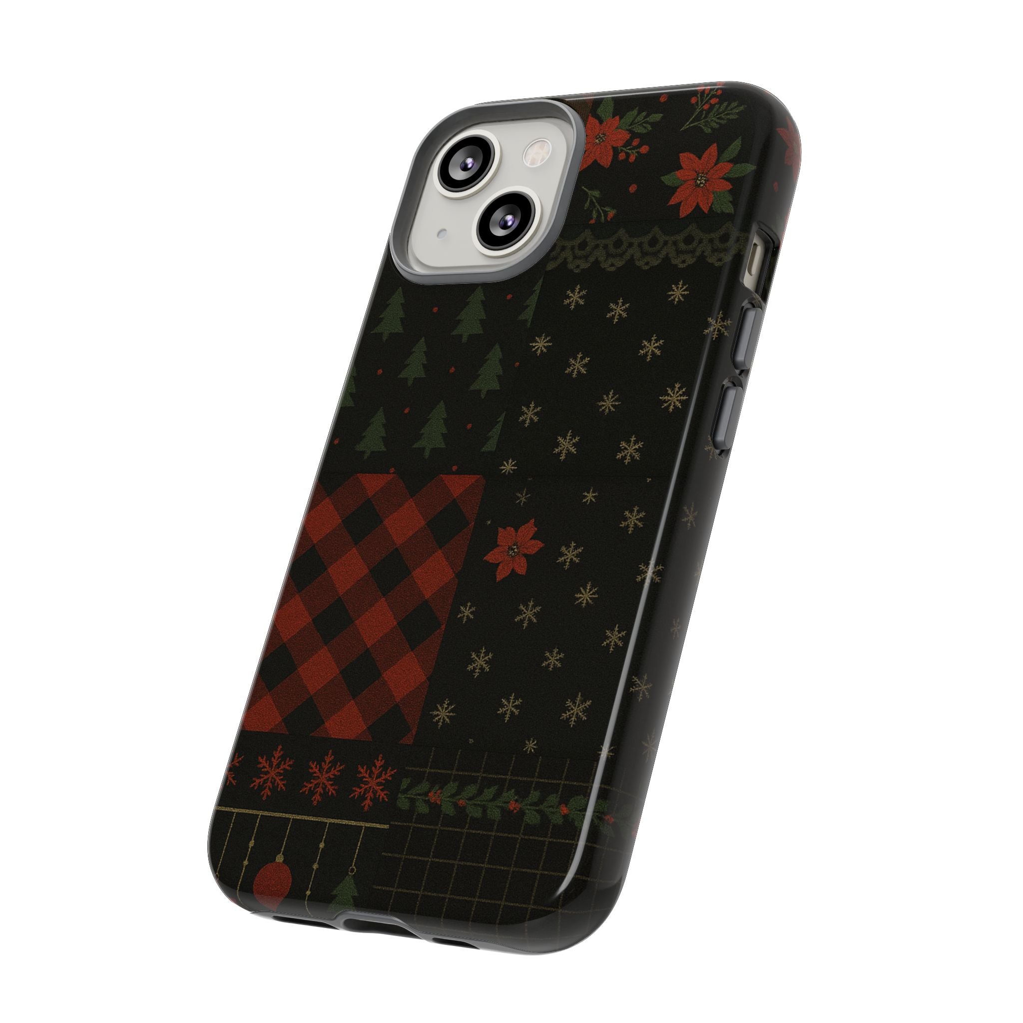Black Festive Phone Case - Christmas Phone Cover - Tough Design