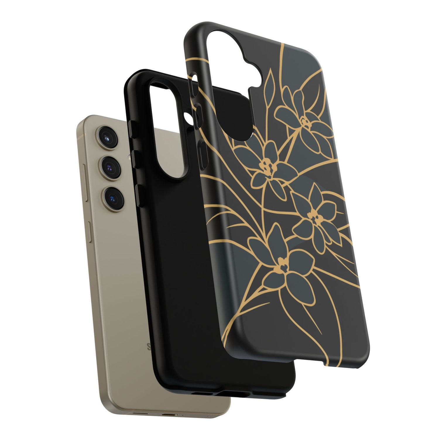 Golden Bloom - Elegant Floral Line Art Phone Case