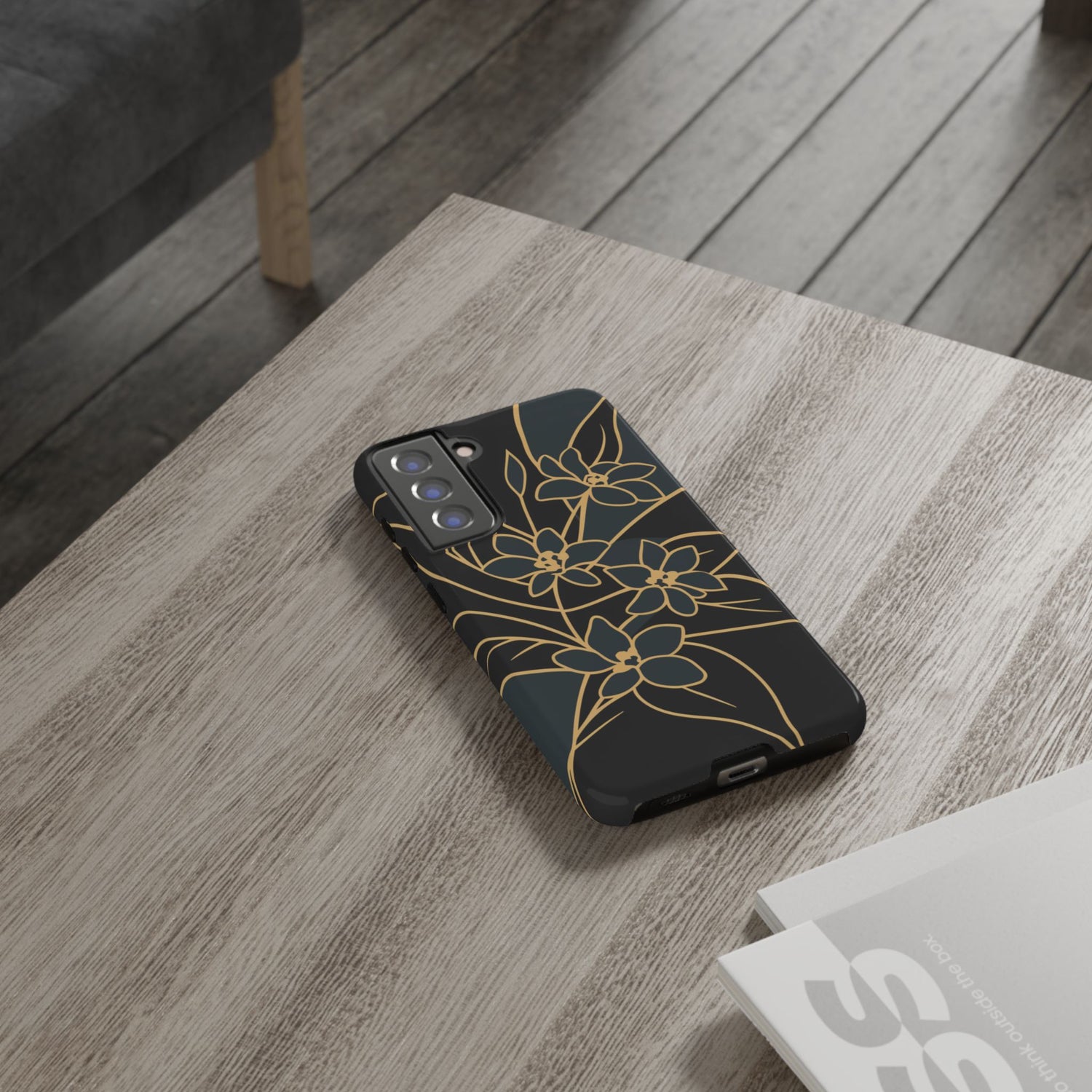 Golden Bloom - Elegant Floral Line Art Phone Case