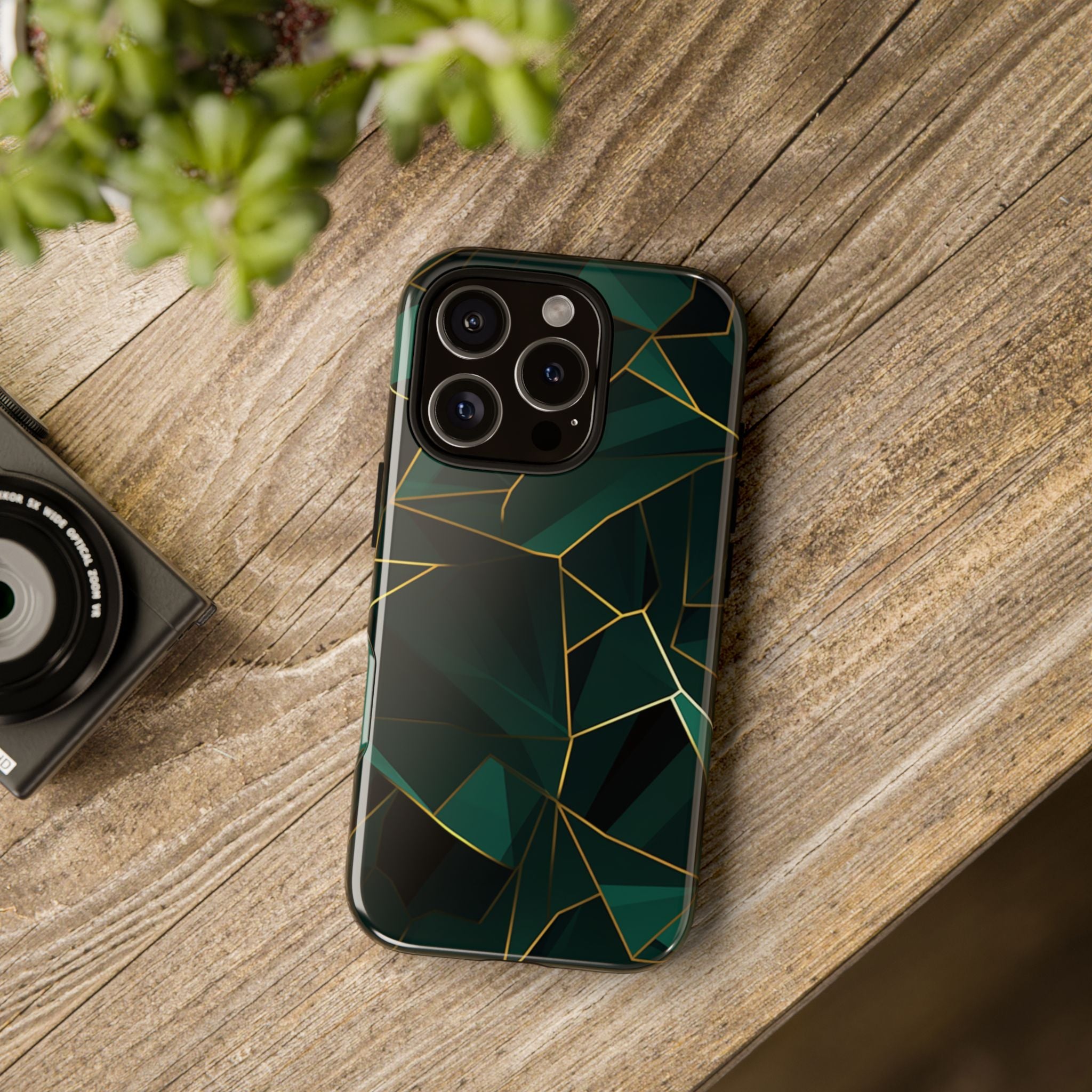 Emerald Veil - Geometric Luxe Phone Case