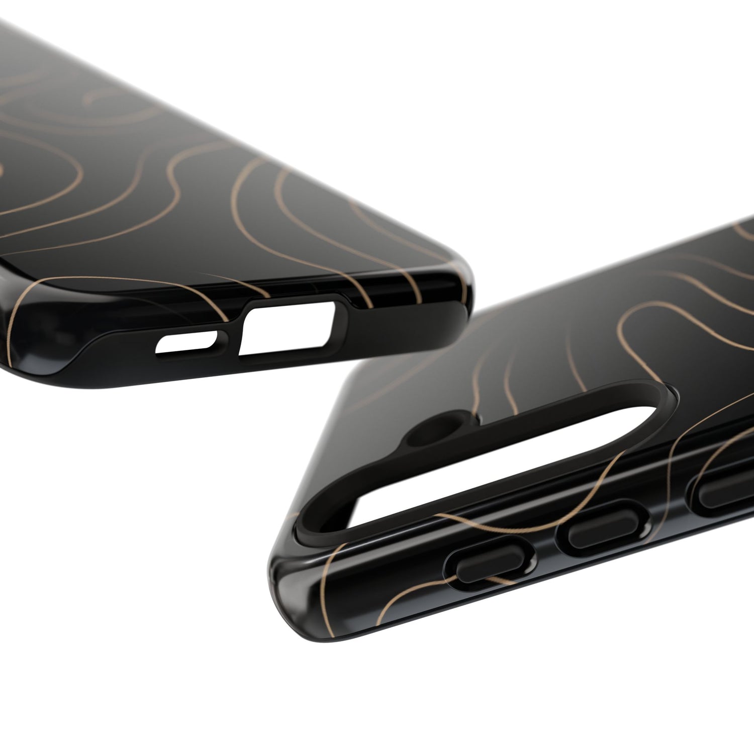 Noir Topograph - Black Minimalist Line Art Phone Case