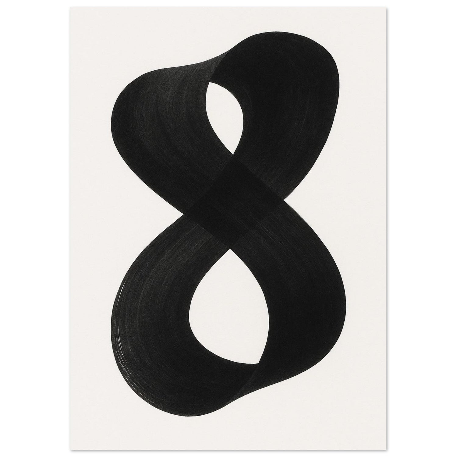 Infinity Abstract Brushstroke Art Print - Modern Minimalist Poster in Pink, Blue, Ochre, Black 50x70 cm 20x28″ Black