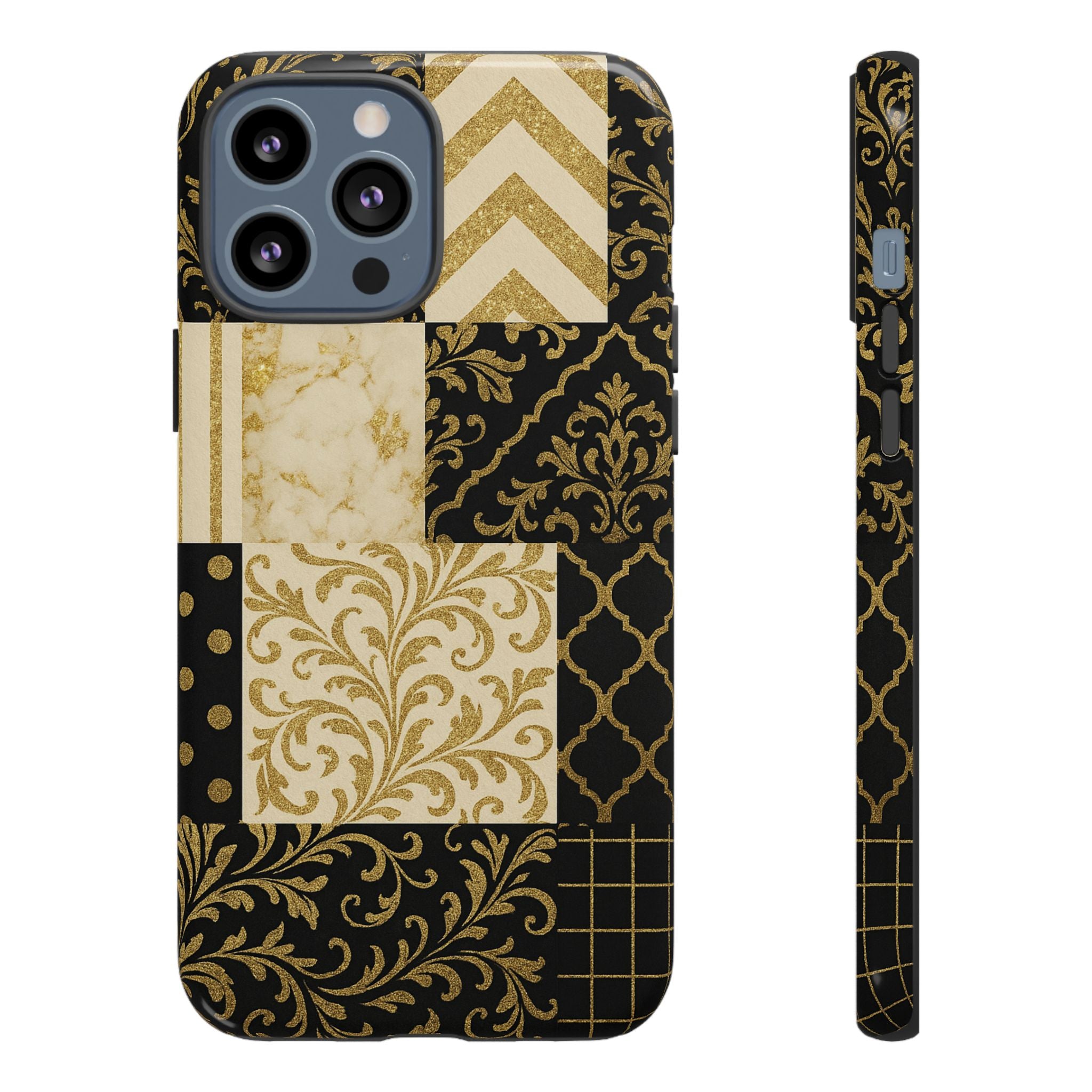 Phone Case, Luxury Black and Gold Festive Design for Christmas Gift, Holiday Decor, Tough Cases, Winter Celebration, Elegant iPhone Cover iPhone 13 Pro Max Glossy