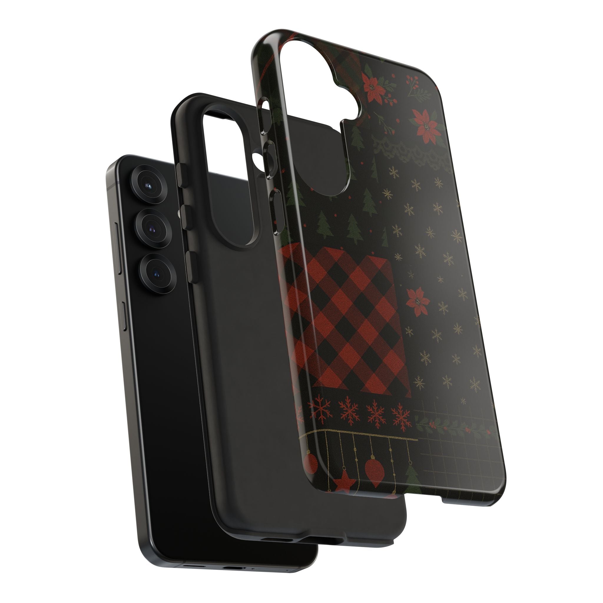 Black Festive Phone Case - Christmas Phone Cover - Tough Design