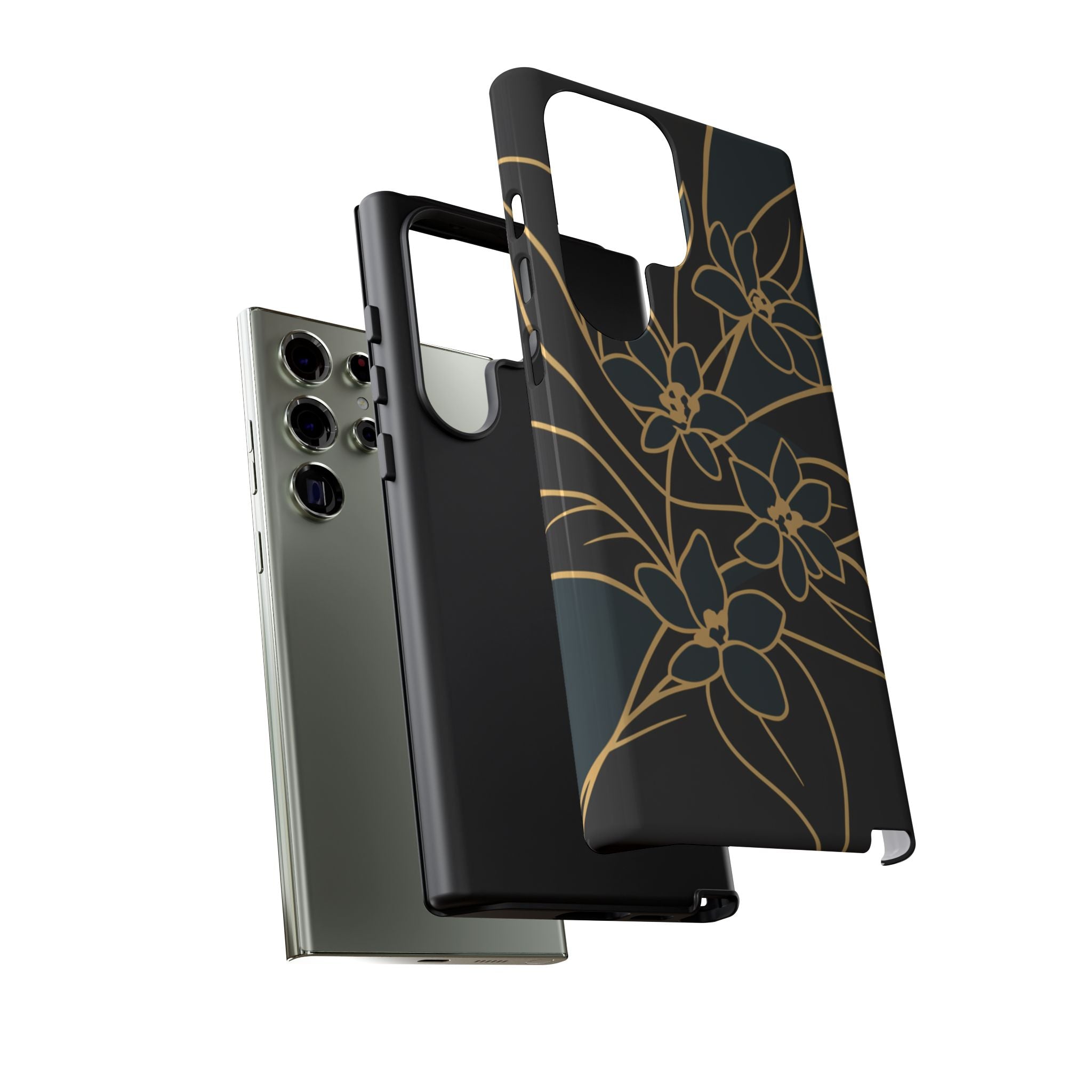 Golden Bloom - Elegant Floral Line Art Phone Case