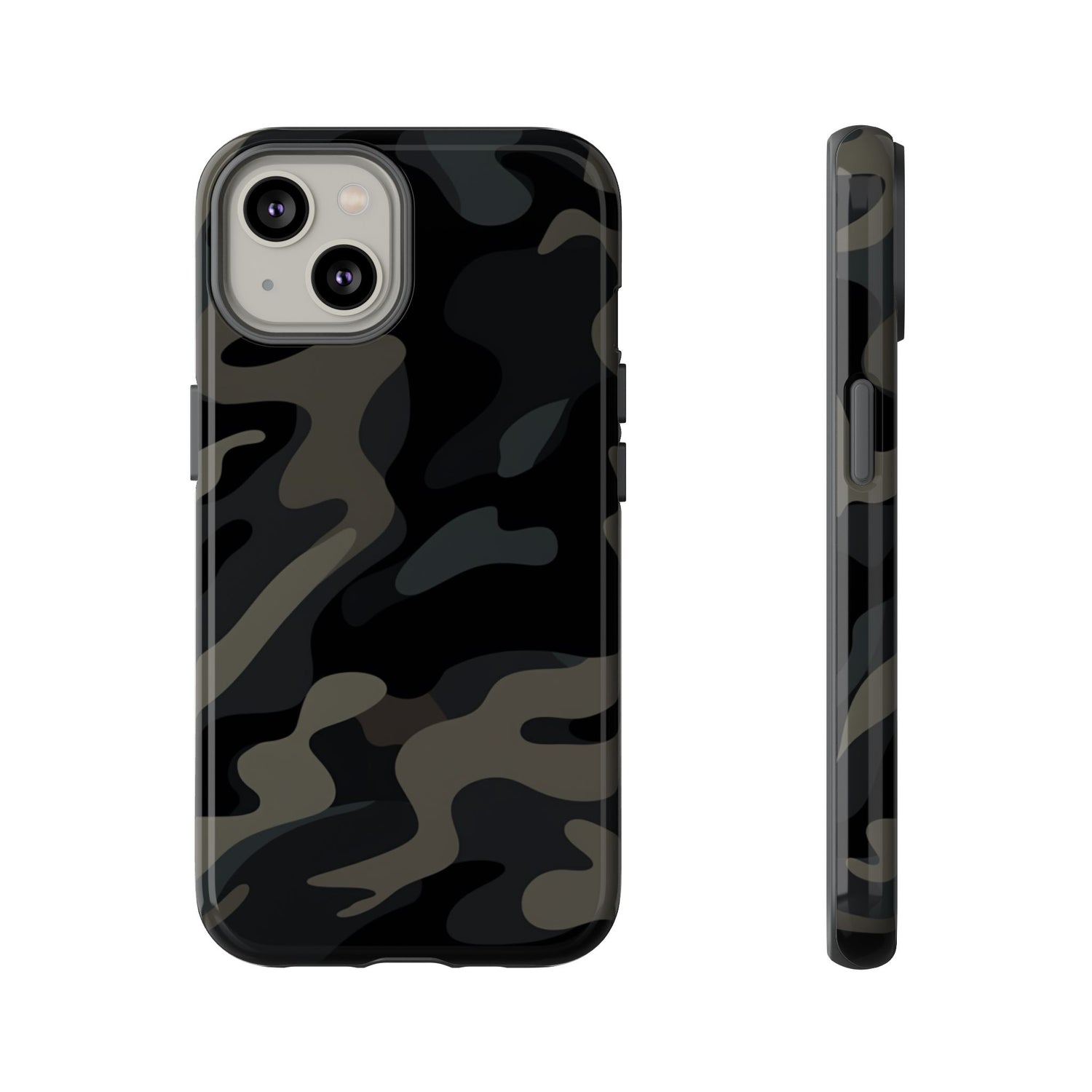 Black Camouflage Phone Case for iPhone, Samsung and Google Pixel iPhone 14 Glossy